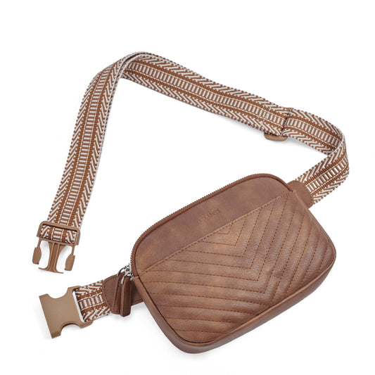 CLUCI - Riñonera para mujer, mini bolso cruzado en todas partes, correa ajustable, piel vegana, riñonera para mujer, A-2 café, Una talla