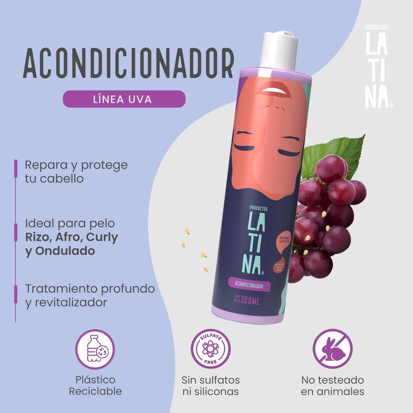 LATINA® | Acondicionador Anti Oxidante | Repara y Proteje - Activador de Rizos | Belleza Mujer - Complementar con Tratamiento para Cabello Maltratado | Anti Frizz Cabello
