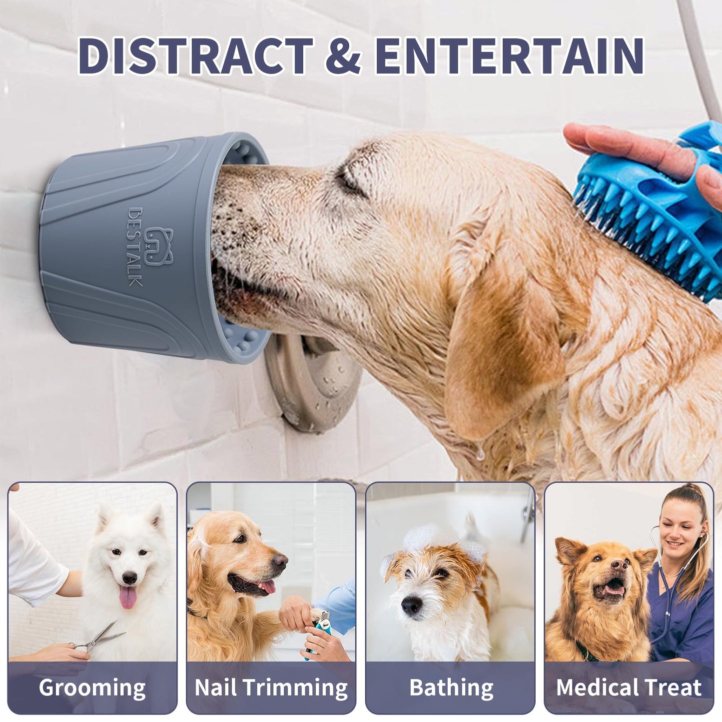 Bestalk - tazón para lamer para perros, alivio de la ansiedad, alimentador lento para perros con alimentador lento, tazón antideslizante para lamer perros, juguetes de enriquecimiento para perros de