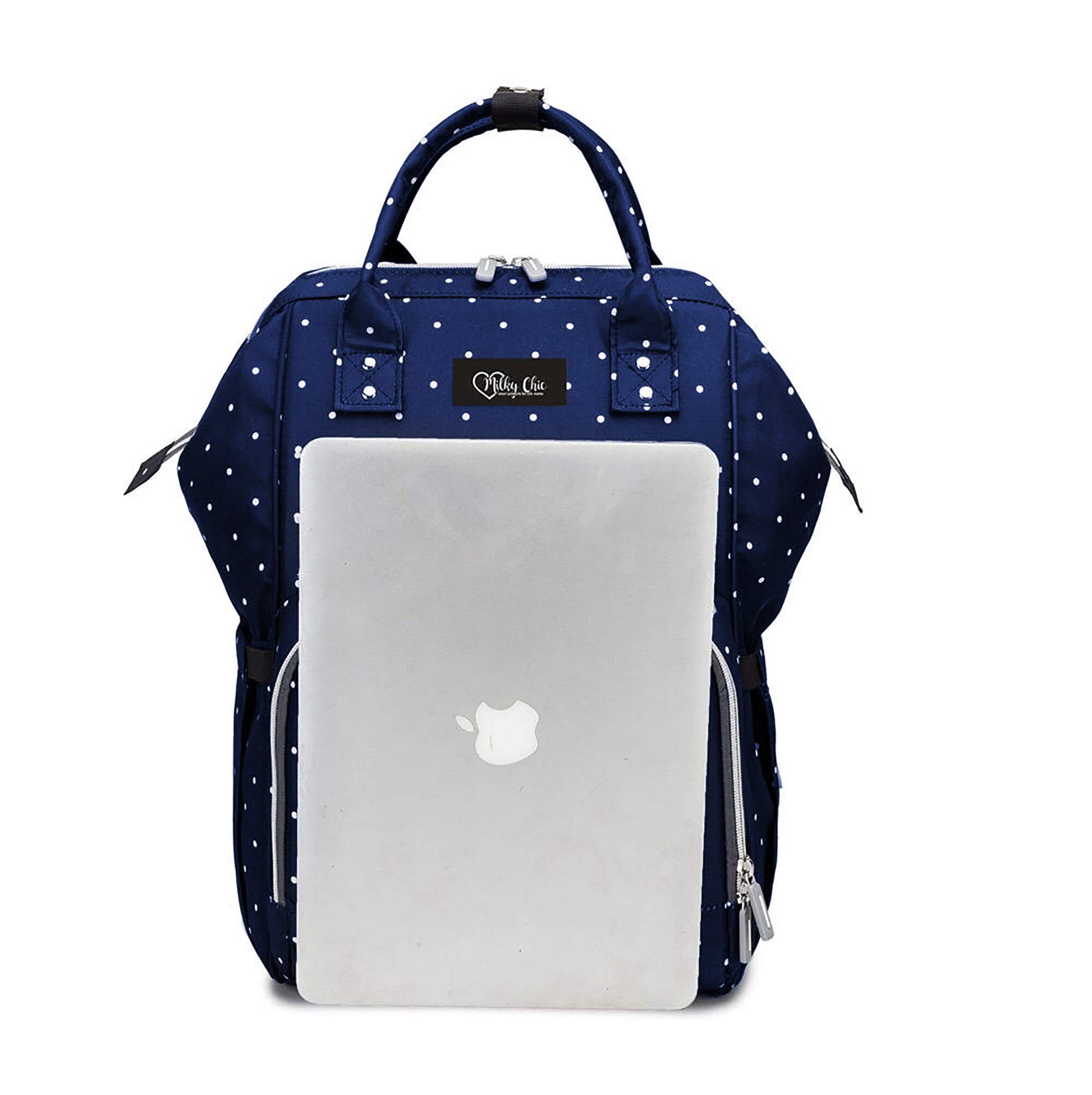 Milky Chic Mommy - Bolsa de pañales impermeable con puerto de carga USB para carriola, Azul (Blue Dogs)