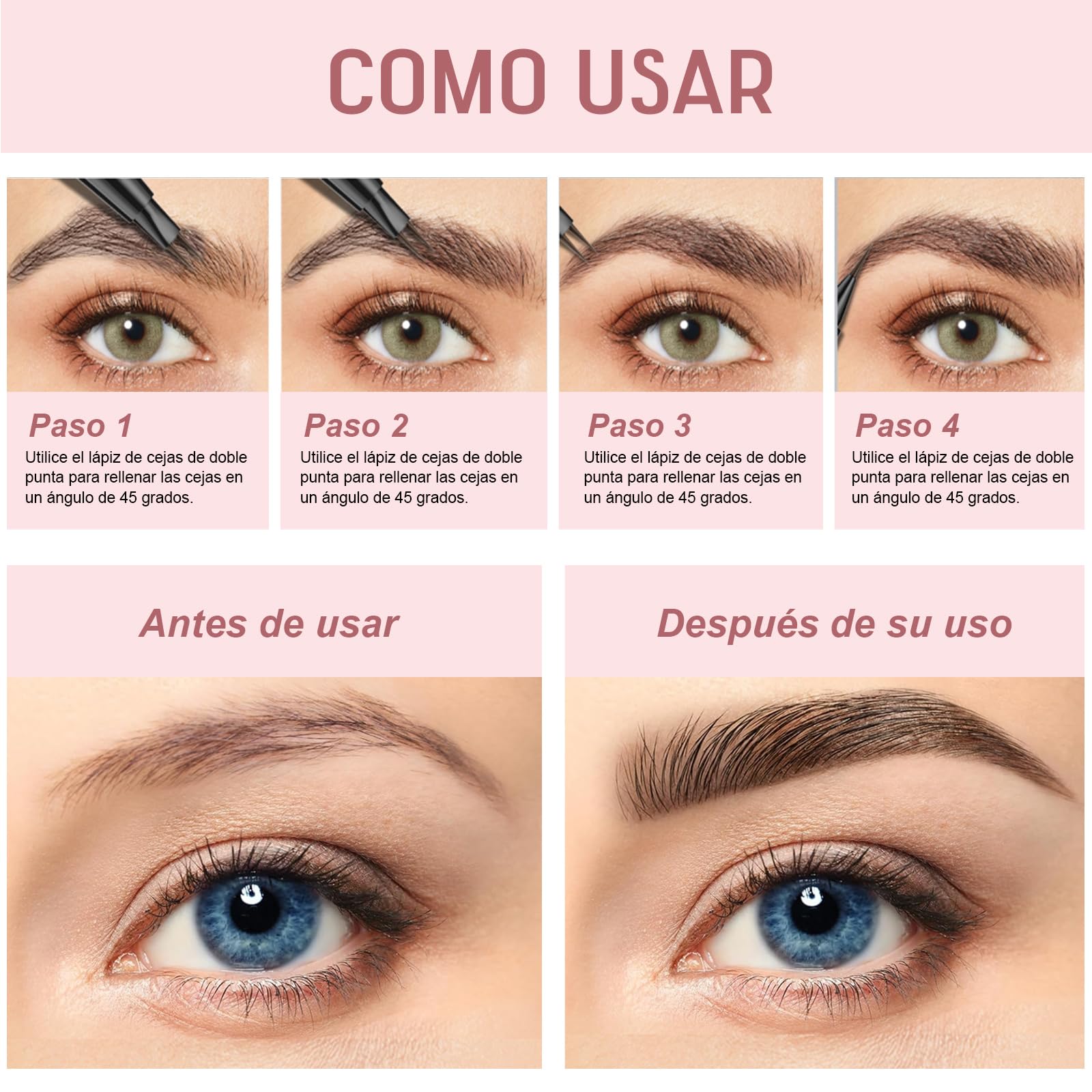 LEKOU Liquid Eyebrow Pen, 2 en 1 Dual-Ended Eyebrow Pencil, Lapiz de Cejas Larga Duracion 3D Waterproof, Plumín de Cejas Microblading para Delineador Cejas Natural (Marrón)