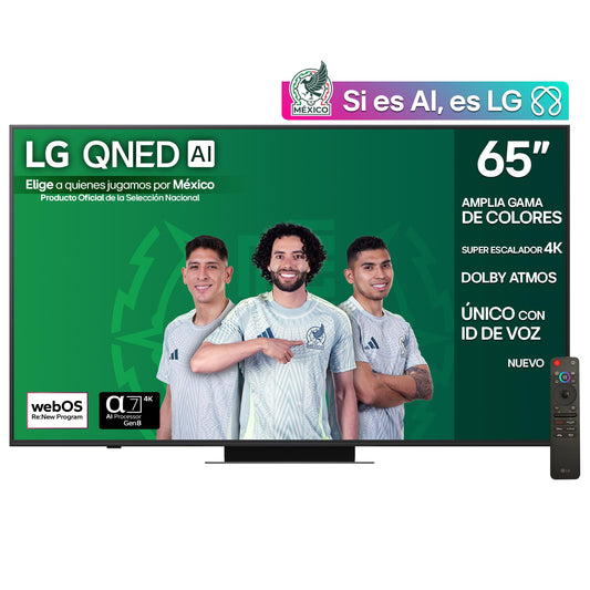 LG Pantalla 65 Pulgadas QNED AI QNED83 4K Smart TV webOS 2025 65QNED83ASG |Sistema Operativo webOS | Identificación de Voz AI | Dynamic QNED Color | Dolby Atmos Channels | Filmmaker Mode