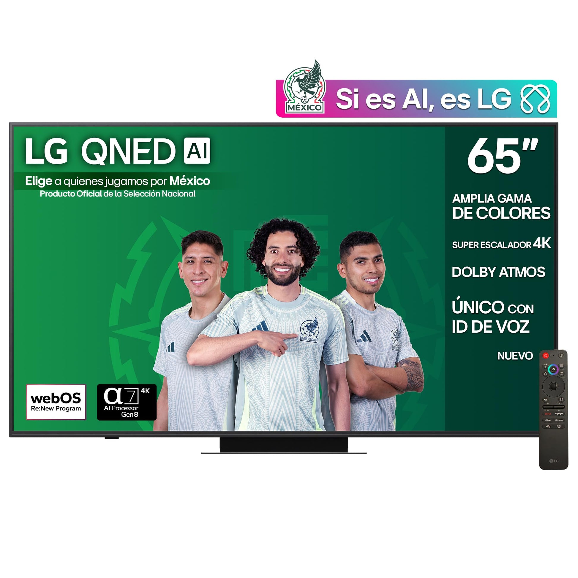 LG Pantalla 65 Pulgadas QNED AI QNED83 4K Smart TV webOS 2025 65QNED83ASG |Sistema Operativo webOS | Identificación de Voz AI | Dynamic QNED Color | Dolby Atmos Channels | Filmmaker Mode