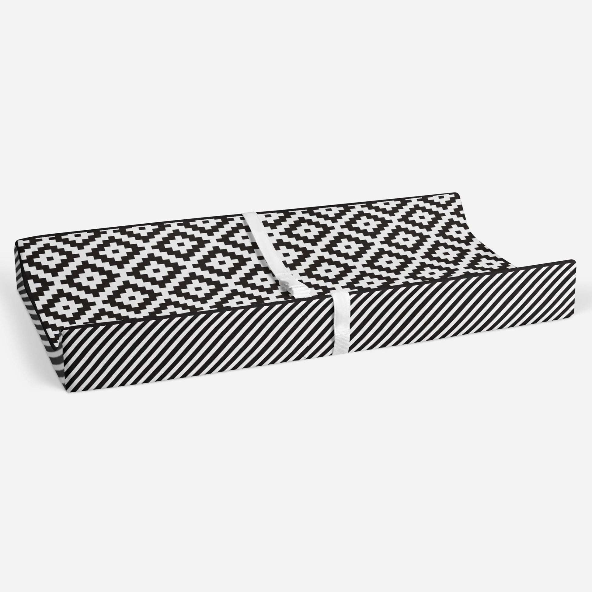 Bacati Love Warp Stripes Diaper Changing Pad Cover, Black/White