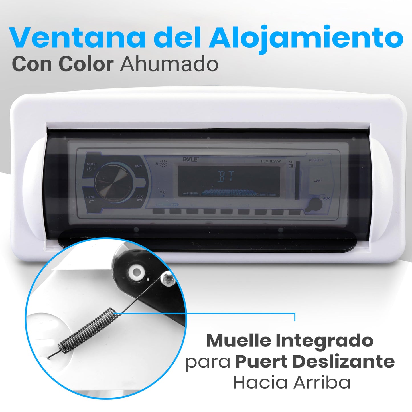 Pyle Protector de Radio Resistente al Agua, con Ventana Abatible. Incluye Set de Montaje. Blanco