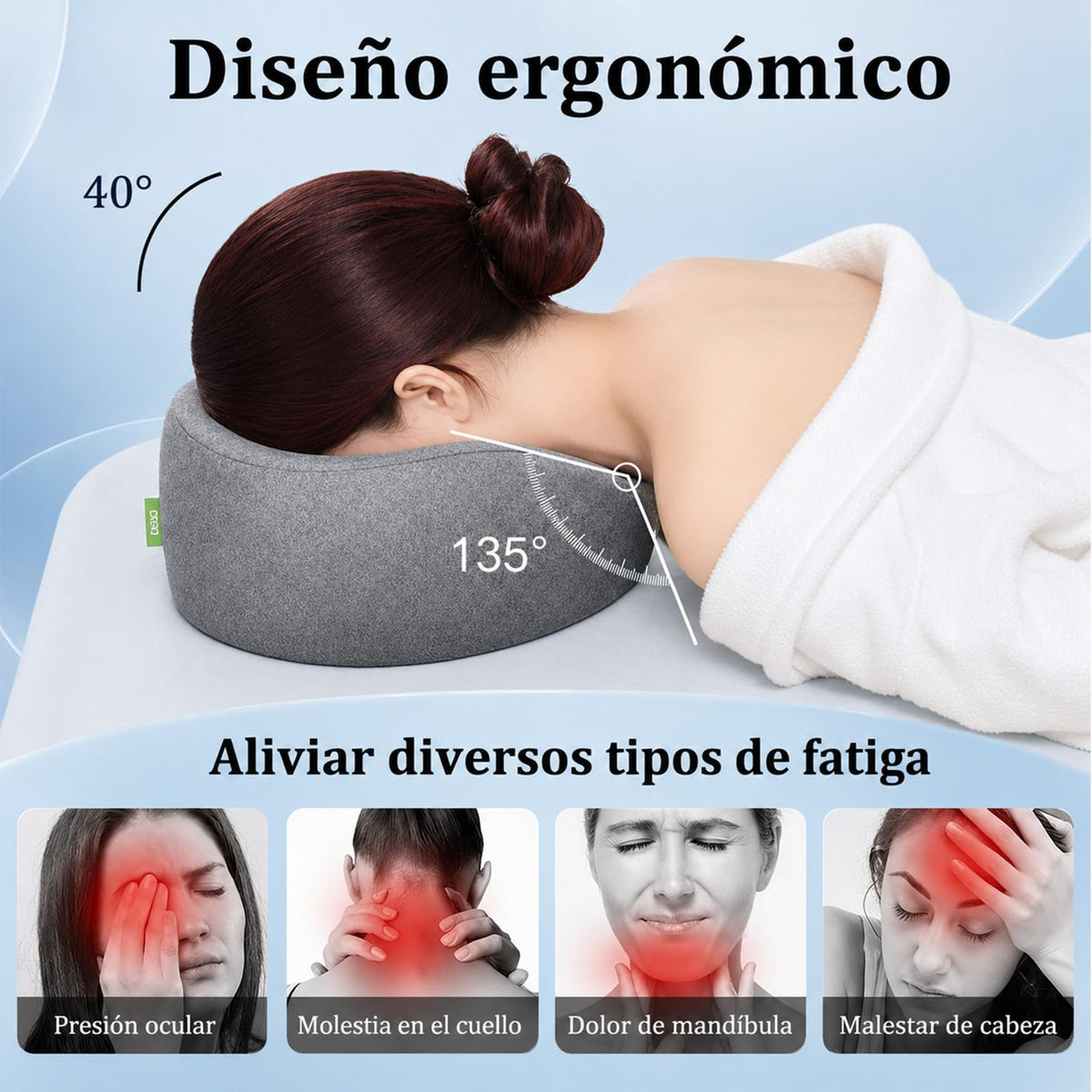 Reposacabezas Ergonómico YFTSHK con Funda Lavable para Dormir Boca Abajo