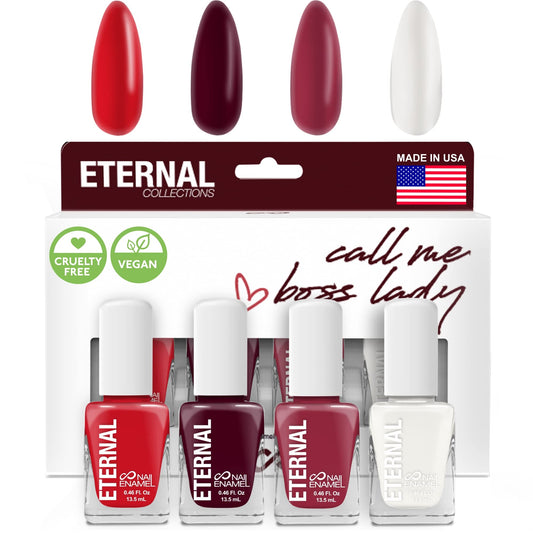 Eternal Colección – Juego de 4 piezas: Larga duración, secado rápido, esmalte de uñas de brillo espejo – endurecedor, acabado brillante y brillante – 0,46 onzas fluidas cada uno (Call Me)