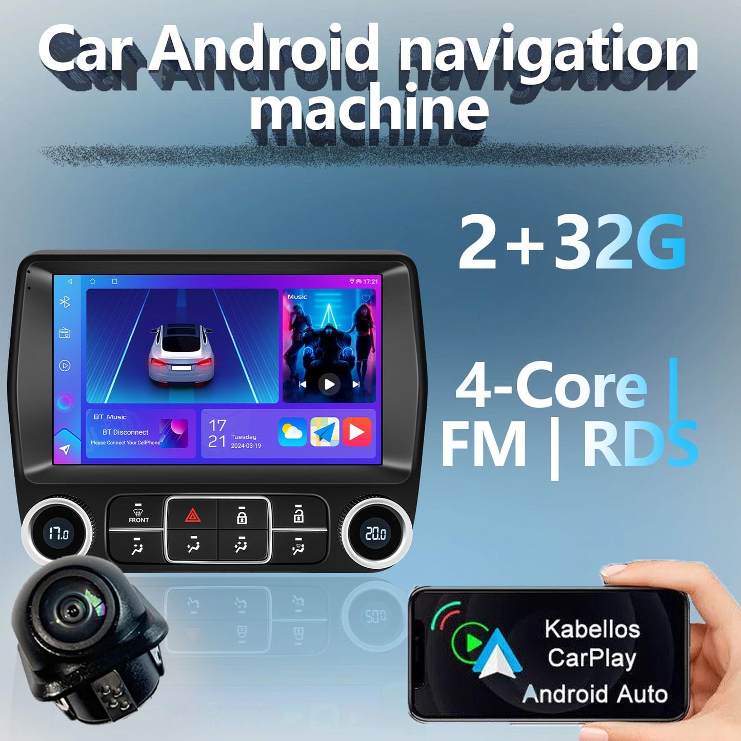 Estéreo de coche Android para Camaro 2008-2015, visualización táctil HD de 9,1 pulgadas, WiFi, navegación GPS, cámara de respaldo (4+64G)