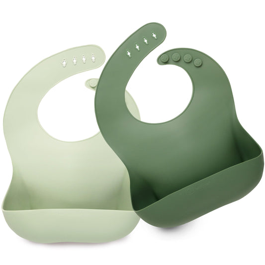 Baberos de Silicona KeaBabies Gris y Blanco de Grado Alimenticio para Bebés y Niños Pequeños