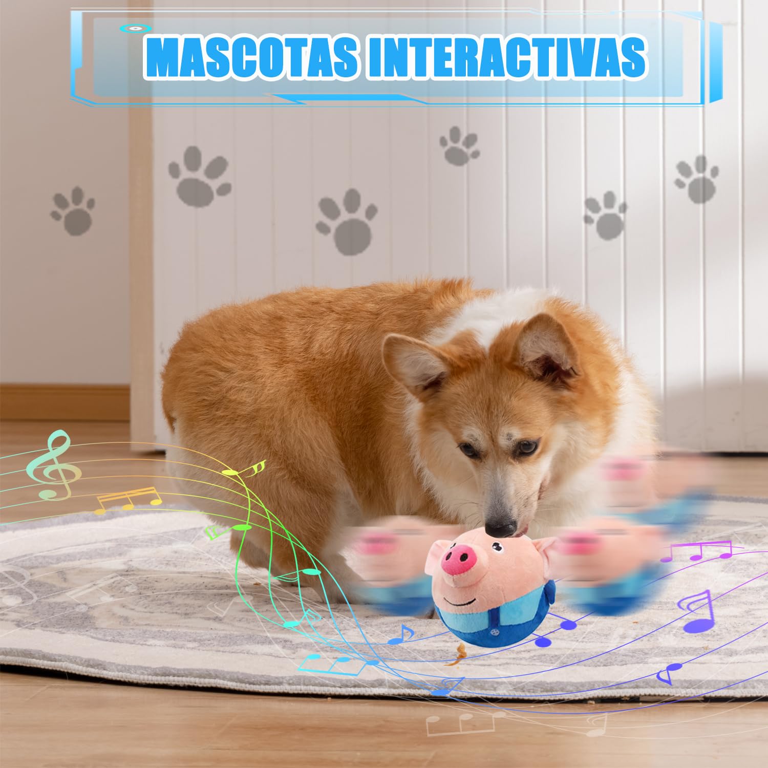 LGQSETSAIL Juguete de Peluche para Mascotas Activas, Mando a Distancia Juguete de Peluche Saltarín para Perros,Juguete Interactivo de Cubierta de Peluche,Bolas de Juguete Que Cantan y Bailan