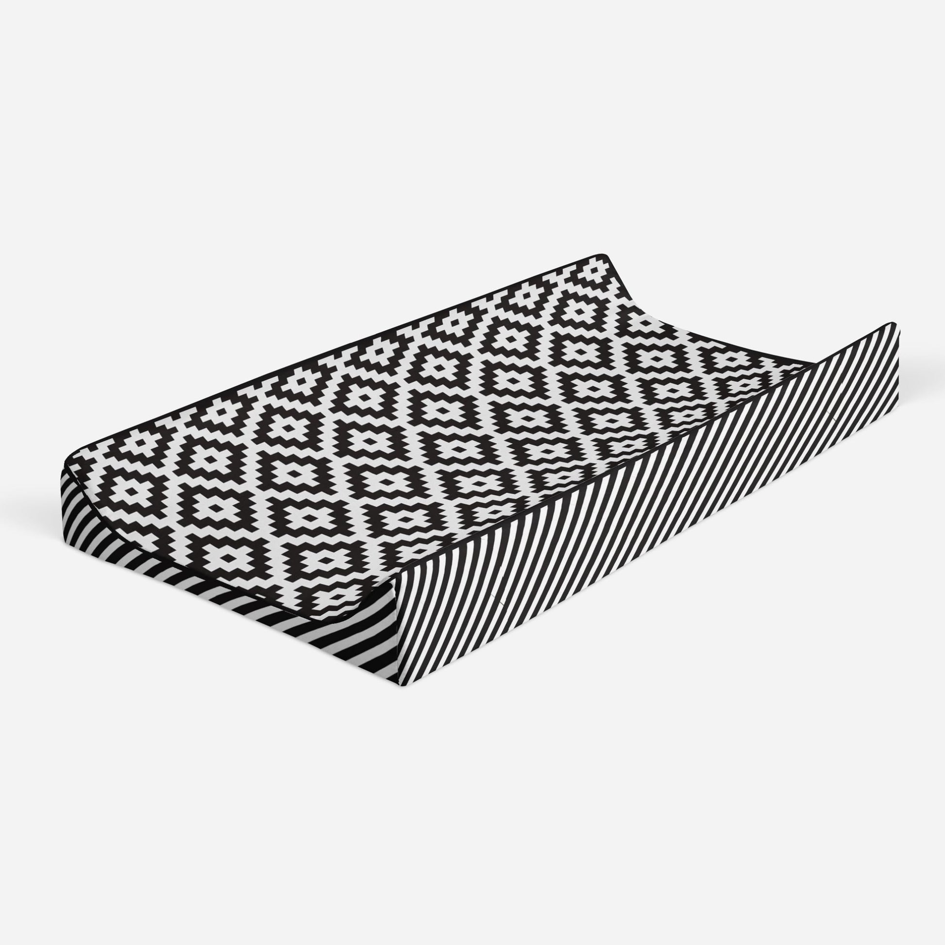 Bacati Love Warp Stripes Diaper Changing Pad Cover, Black/White