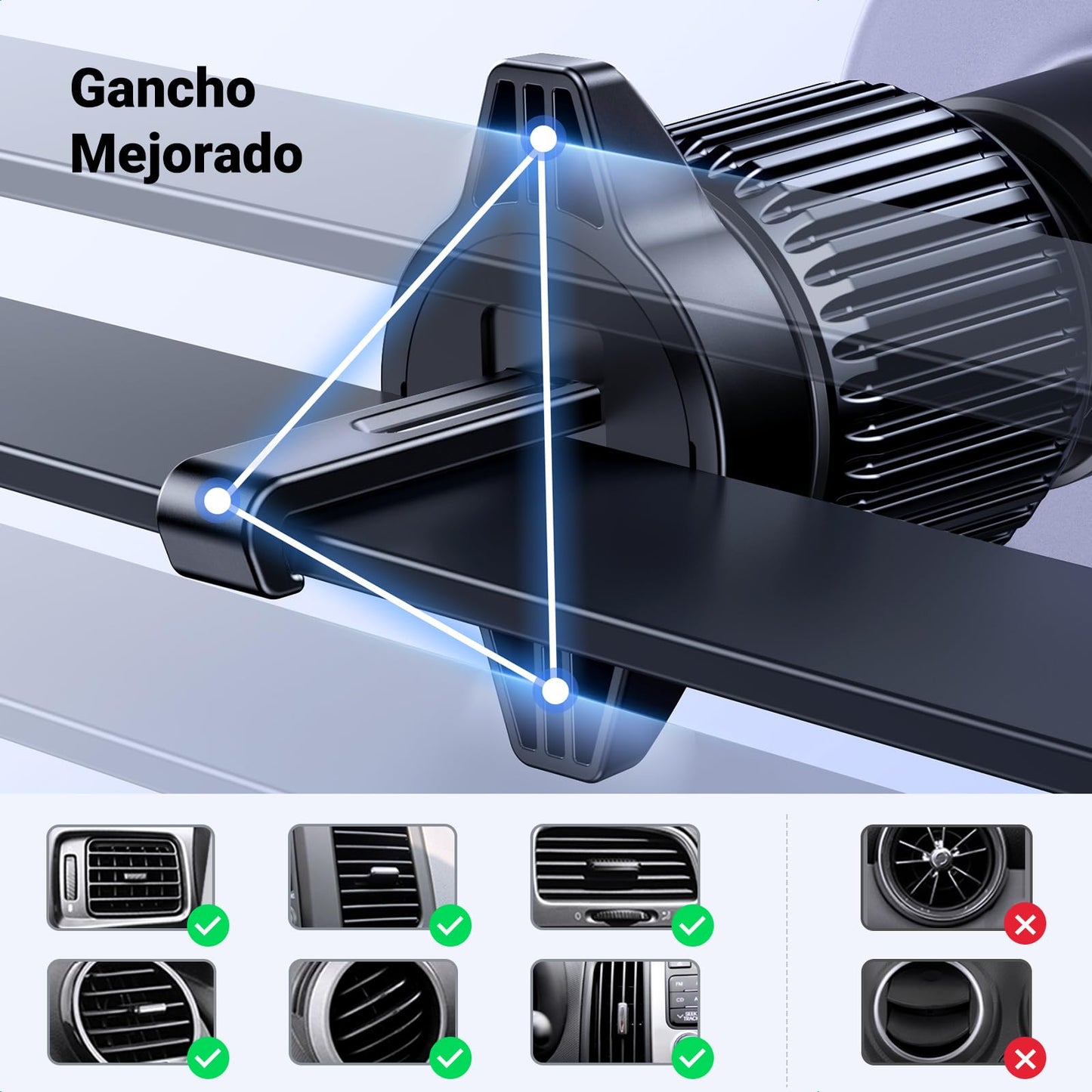 Soporte Celular UGREEN Negro Magnético para Automóvil con Gancho para iPhone 16 15 14 13 y Otros Modelos