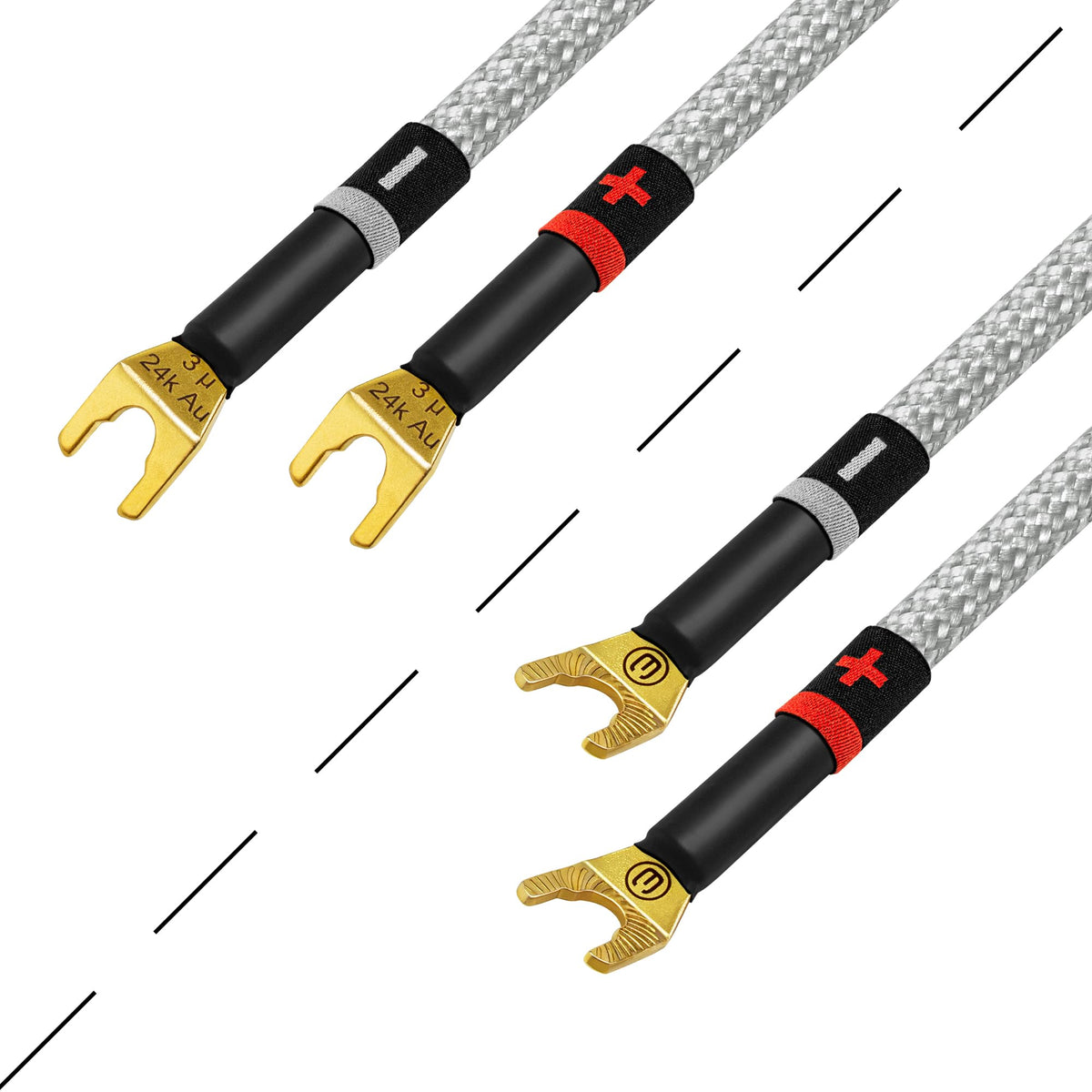 Cable WORLDS BEST CABLES 3 Pies Plata de Alta Fidelidad OFC Ultra Puro con Enchufes Eminence Spade para Canal Central