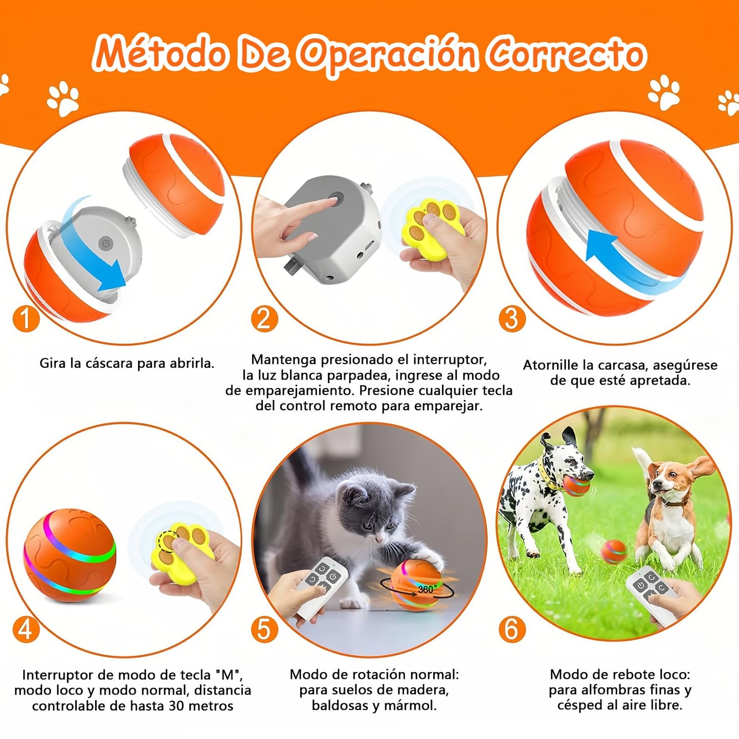 Pelota Interactiva para Perros y Gatos con Luz LED, Recargable por USB, Resistente a Mordeduras e Impermeable