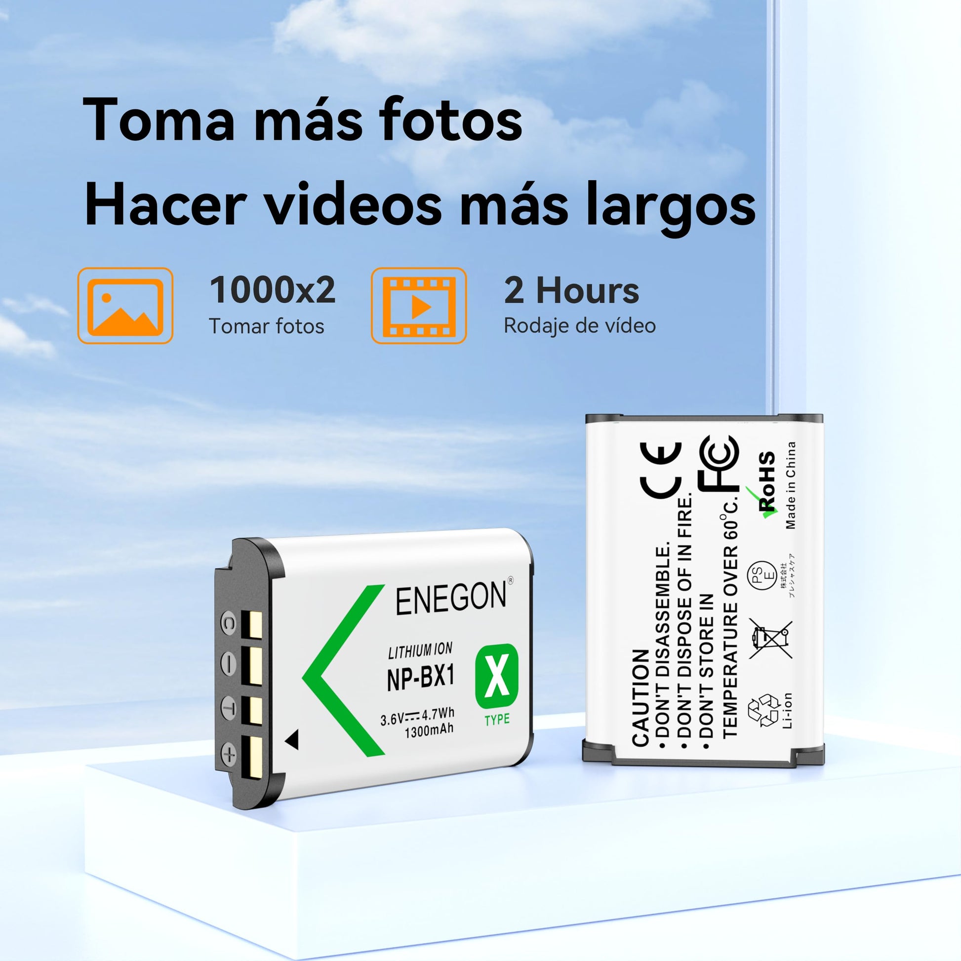 Batería de Repuesto y Cargador Rápido ENEGON para Sony ZV-1 Cyber-Shot Negra