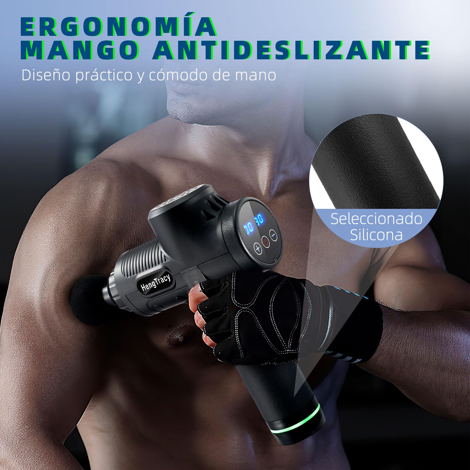 Pistola de Masaje, Massage Gun Inalámbrico Masajeador de Percusión de Tejido Profundo Ultra Silencioso 30 Velocidades Nuevo Estilo Masajeador Electrico Muscular de Relajación Corporal
