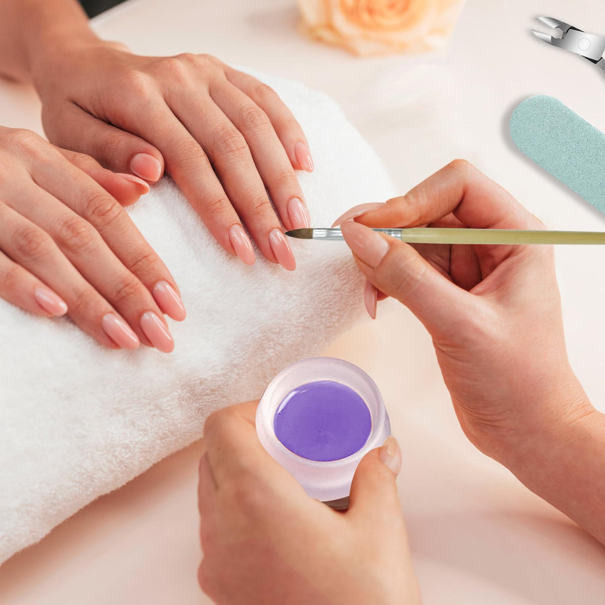 Plato de Vidrio Honey Joy Mate Acrílico Vidrio con Tapa para Nail Art Kit 2 Piezas