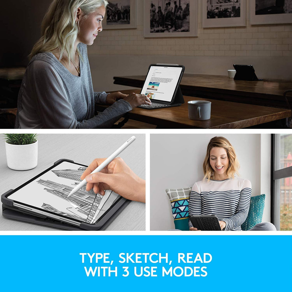 Funda con Teclado Bluetooth Retroiluminada Logitech Slim Folio PRO Grafito para iPad Pro de 11" Renovado