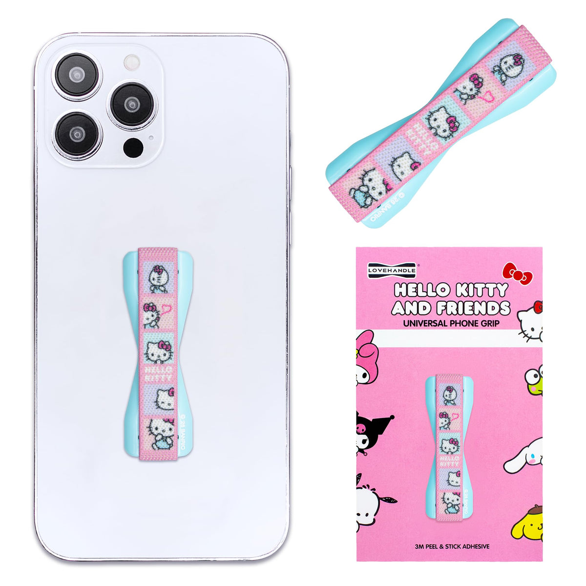 Agarre Universal para Teléfono Hello Kitty LOVEHANDLE Negro Compatible con Carga Inalámbrica