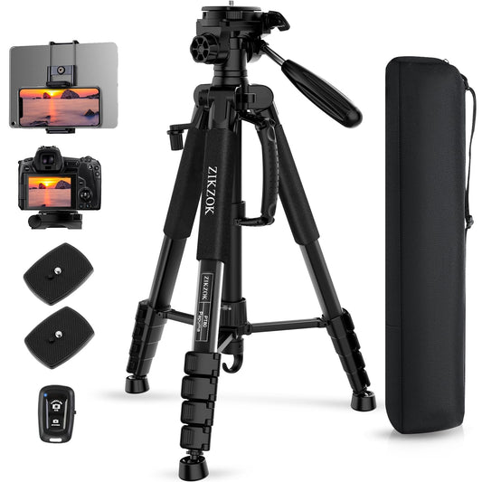 Trípode de Cámara ZIKZOK Negro Resistente con Control Remoto inalámbrico para Teléfono Celular y Dispositivos DSLR/SLR/DV/GoPro