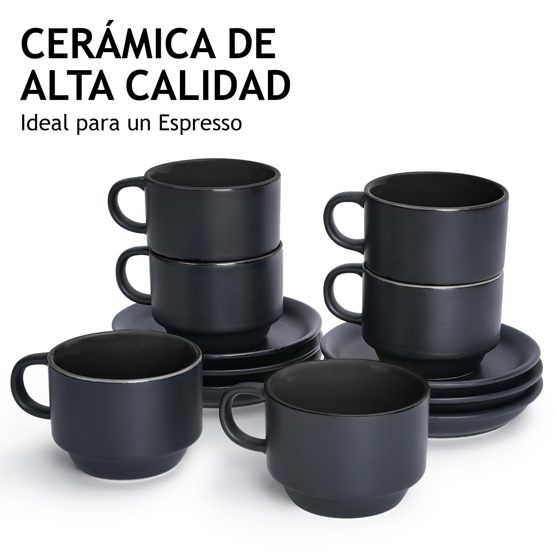 Juego de Tazas de Café Expreso MIAMIO Negro Interior