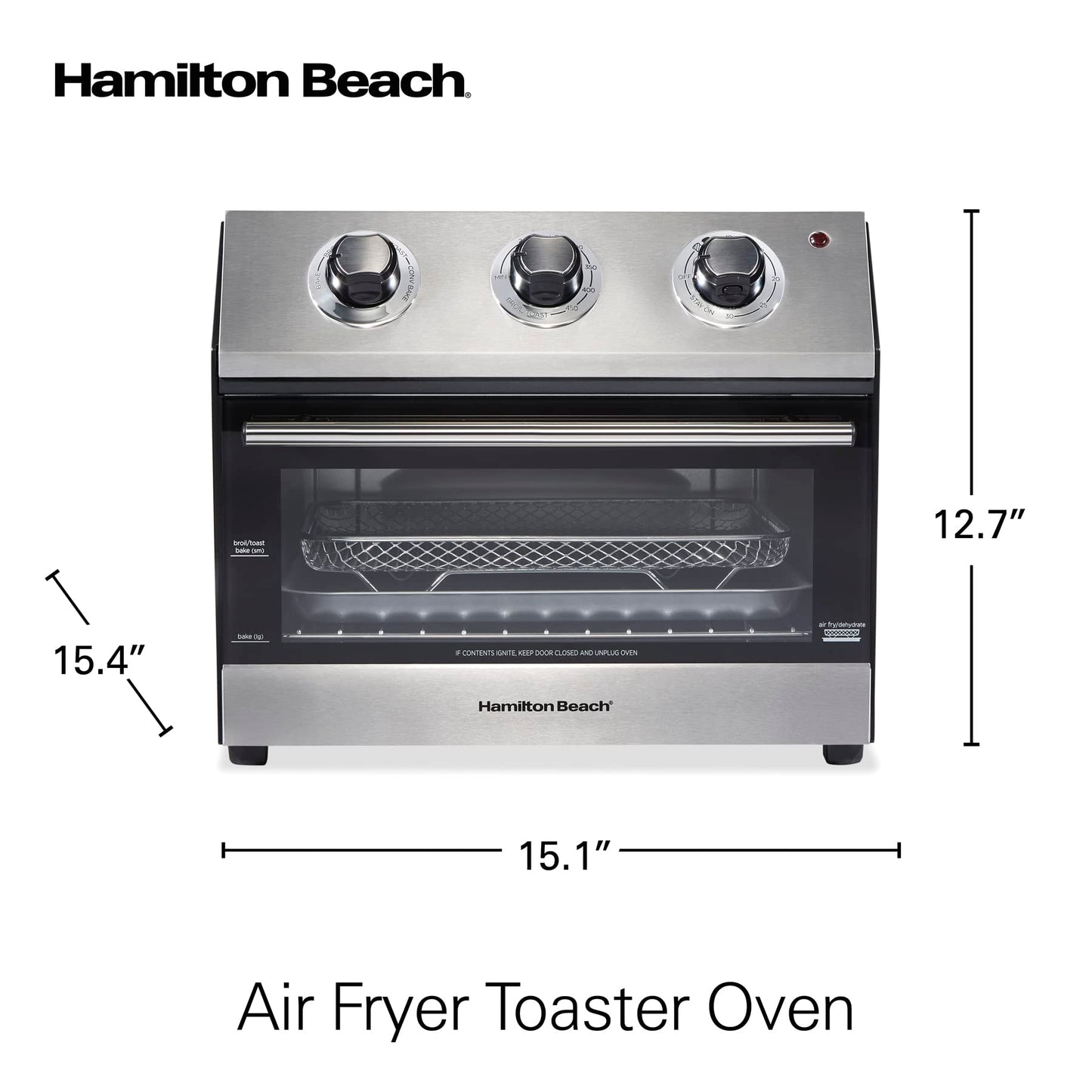 Horno digital con Freidor con Aire 31222 Hamilton Beach/1800 watts de potencia/ 5 funciones de uso/Temporizador/Capacidad de una pizza de 30 cm