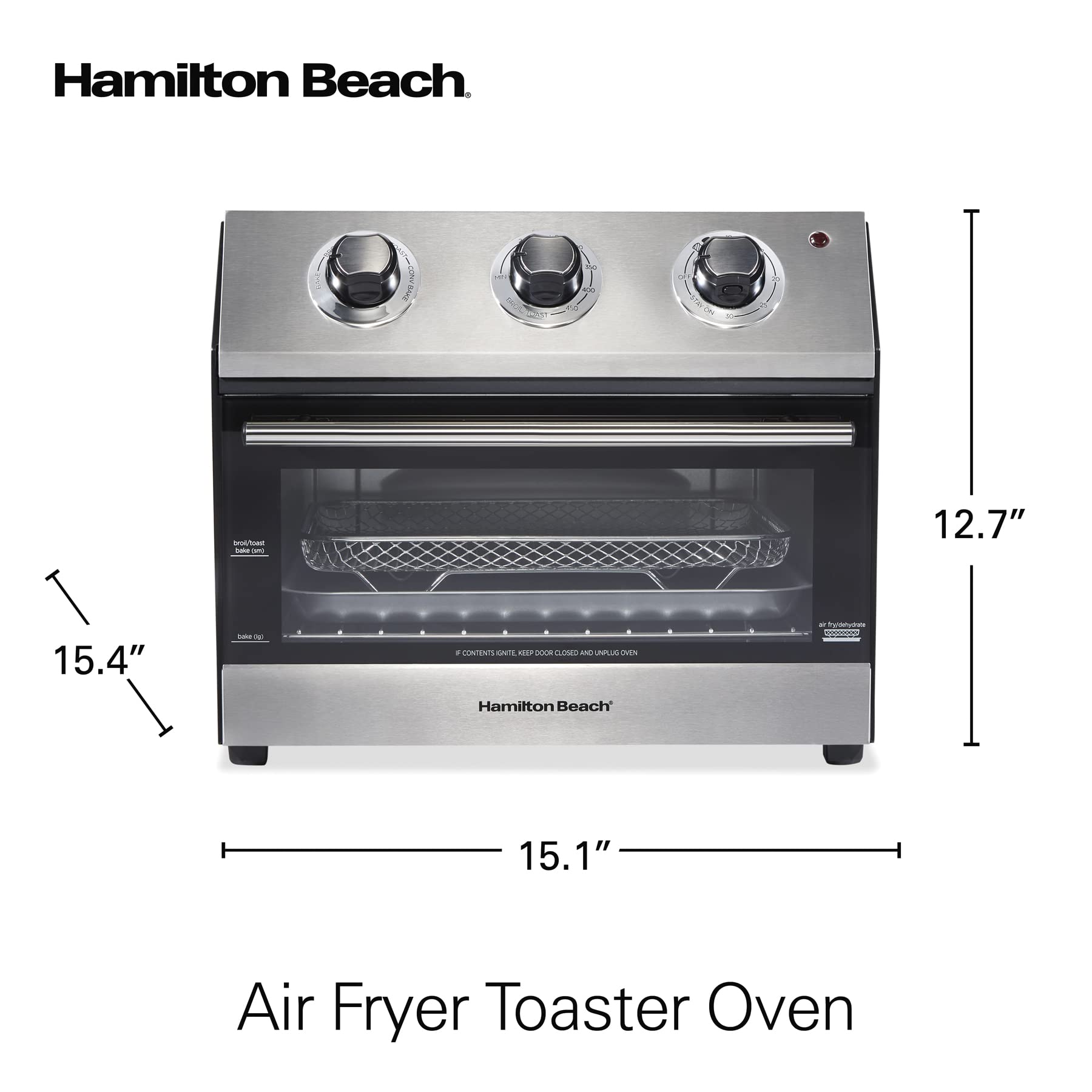 Horno digital con Freidor con Aire 31222 Hamilton Beach/1800 watts de potencia/ 5 funciones de uso/Temporizador/Capacidad de una pizza de 30 cm