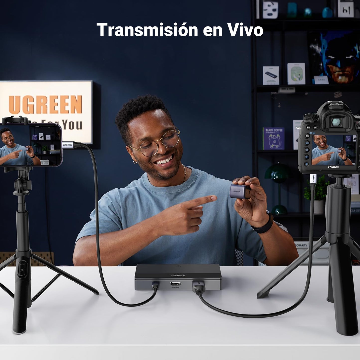UGREEN Tarjeta de Captura de vídeo HDMI 4K, Full HD 1080P 60FPS USB/Type-C 3.0 Dispositivo para Streaming, Juegos y conferencias Compatible con Switch 2, PS4/5, PC, Mac, Xbox