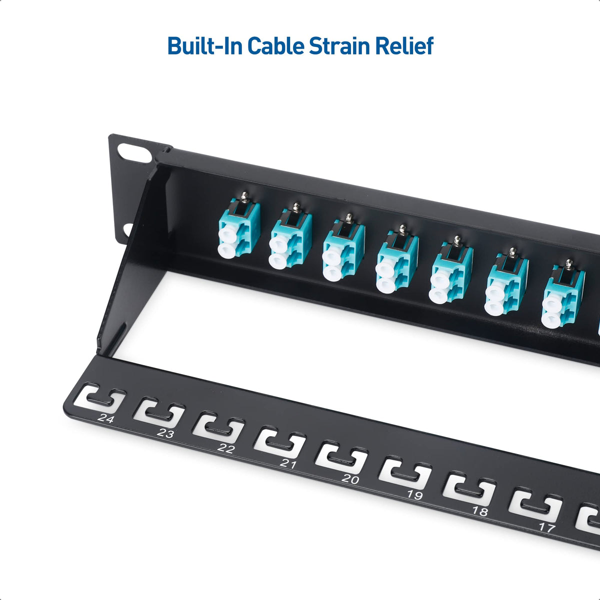 Panel de Conexión de Fibra Cable Matters Negro 1U 48 Conectores LC OM3/OM4