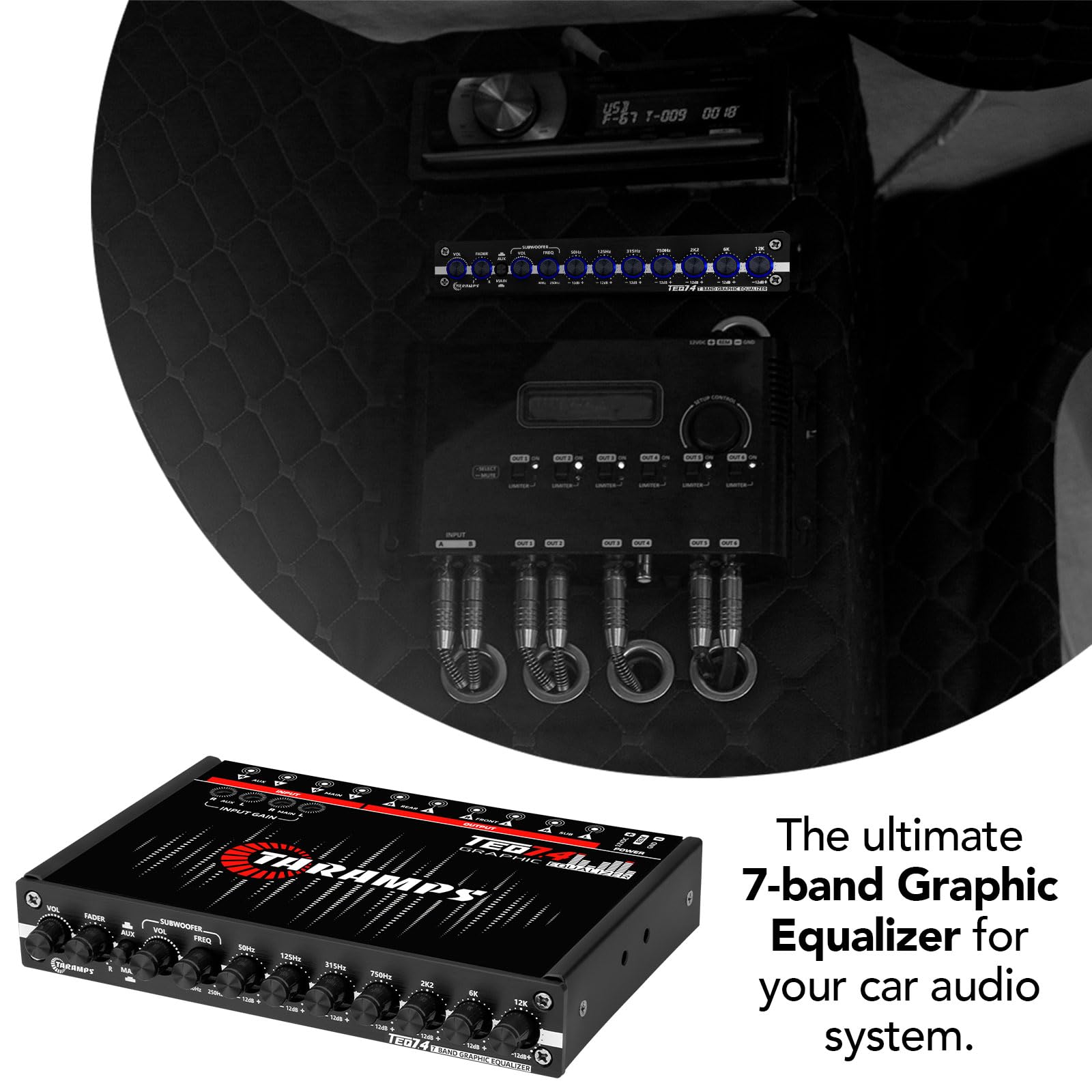 Ecualizador Gráfico de Audio para Coche Taramps TEQ 7.4 Estéreo 7 Bandas Rca Entrada Salida