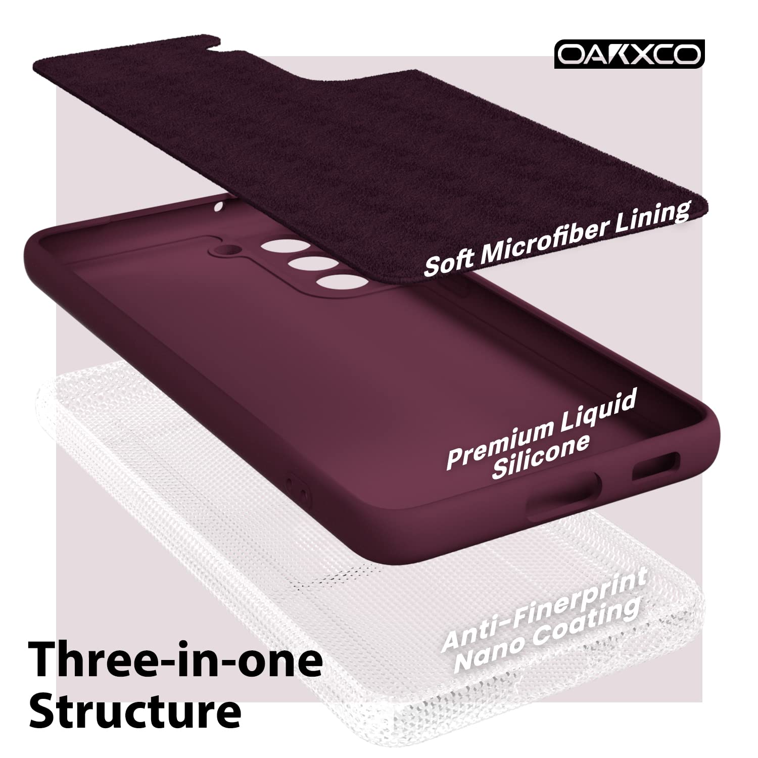 Oakxco - Funda de silicona líquida para Samsung Galaxy S21 FE 5G, bonita funda delgada de goma suave TPU suave para mujeres y niñas, diseño estético, sólido mate protector y a prueba de golpes, vino