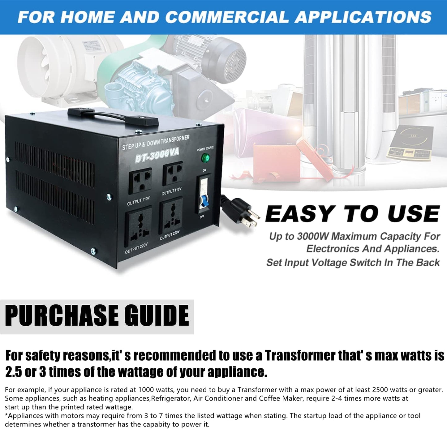 Transformador de Voltaje YaeCCC 3000VA 110V/220V CA-CA 3000VA
