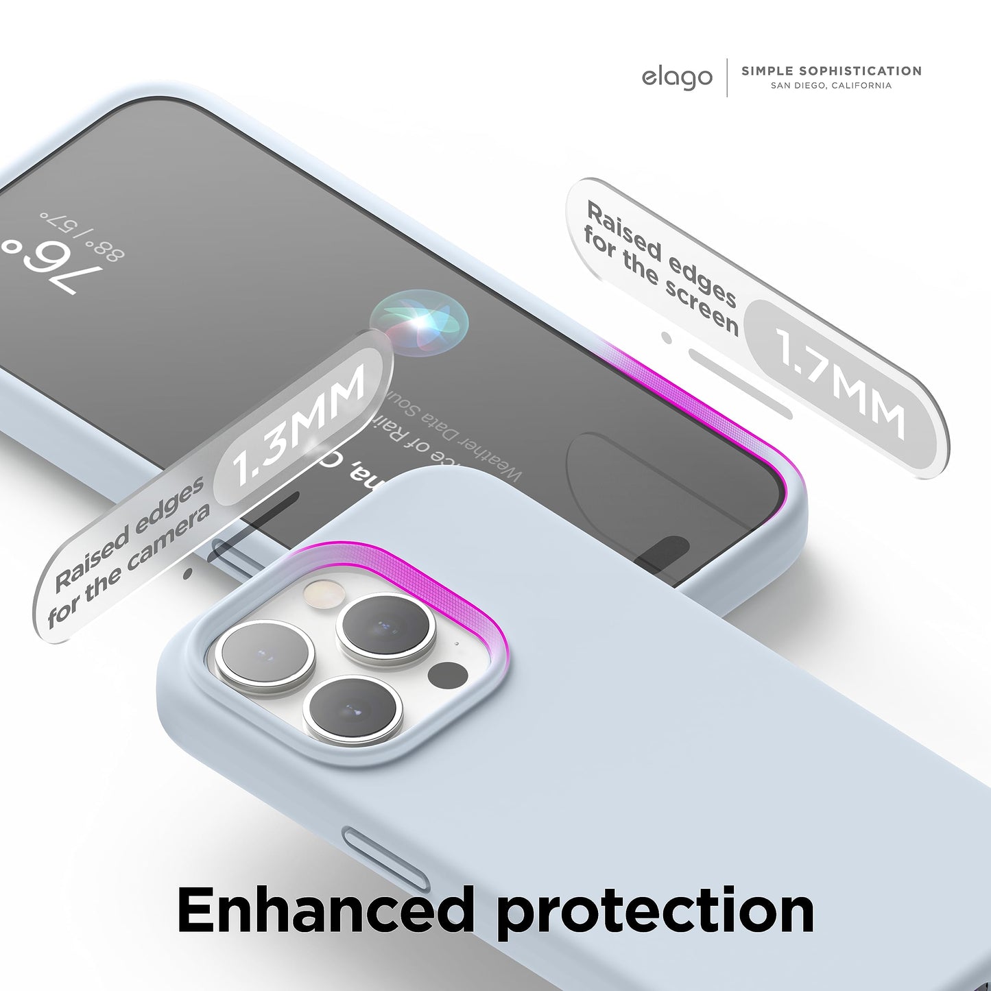 Funda Silicona Líquida elago Azul Celeste Compatible con iPhone 15 Pro con Estructura a Prueba de Golpes y Forro de Microfibra Suave