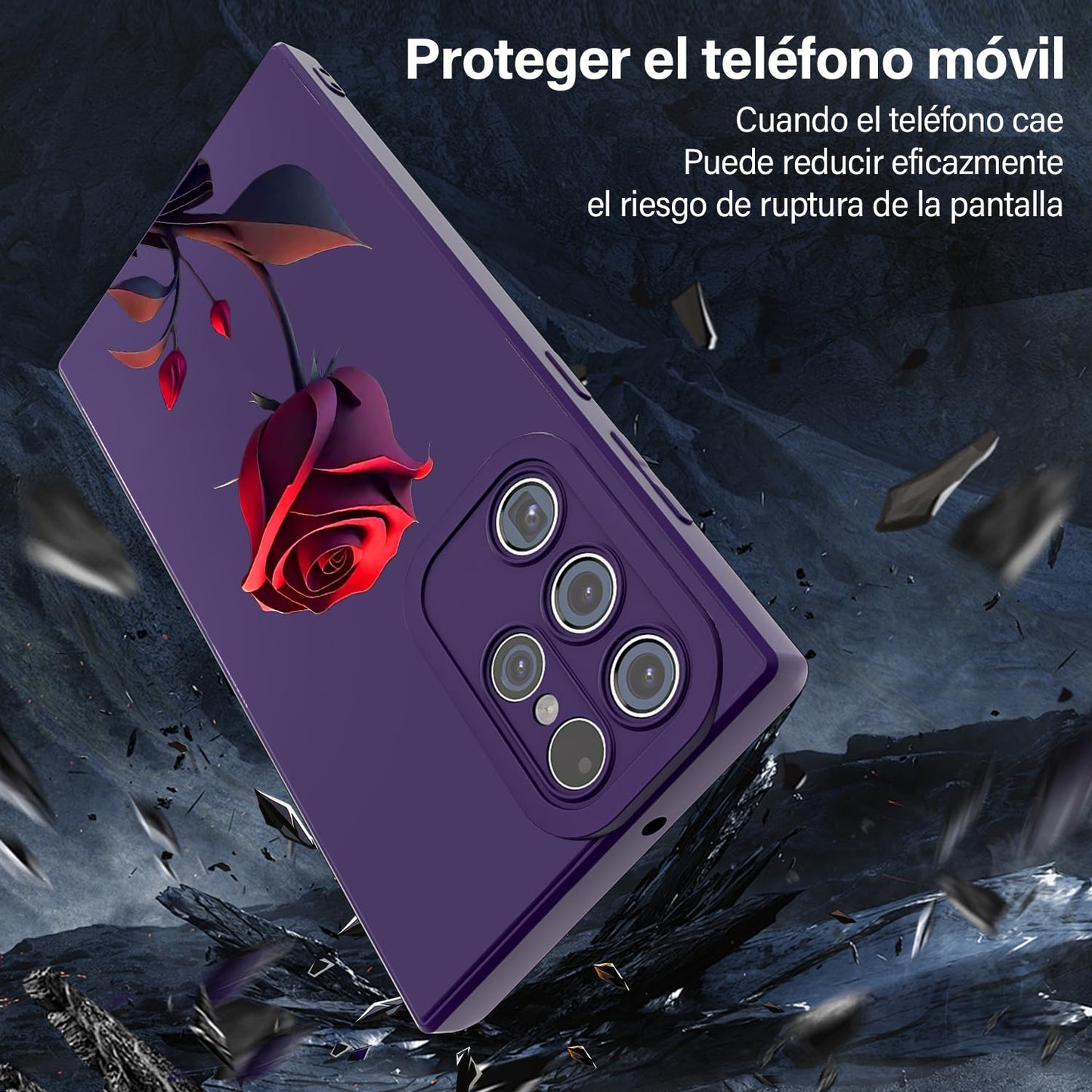 Threehao Funda para Samsung Galaxy S22 Ultra Case Uso Rudo, Ultra Delgado Flexible Silicona Púrpura Carcasa con Aesthetic Dibujos Flores, Antigolpes Anti-arañazos Protectora