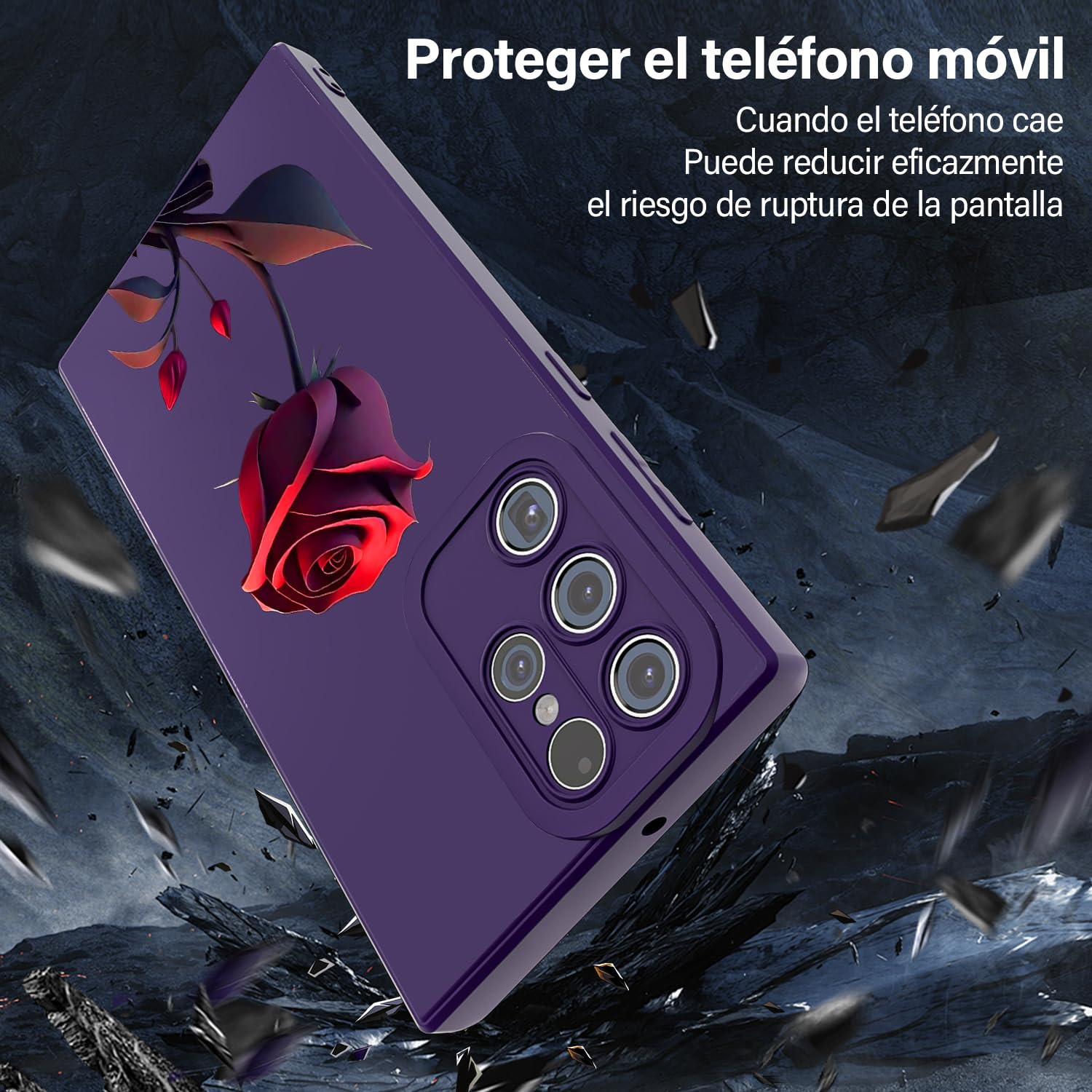 Threehao Funda para Samsung Galaxy S22 Ultra Case Uso Rudo, Ultra Delgado Flexible Silicona Púrpura Carcasa con Aesthetic Dibujos Flores, Antigolpes Anti-arañazos Protectora