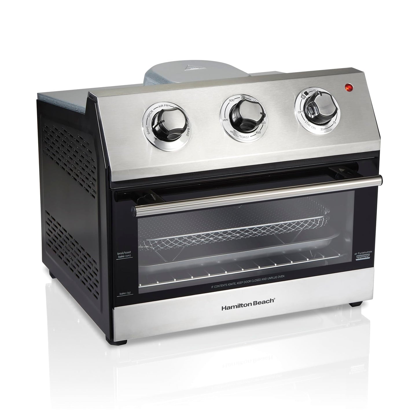Horno digital con Freidor con Aire 31222 Hamilton Beach/1800 watts de potencia/ 5 funciones de uso/Temporizador/Capacidad de una pizza de 30 cm