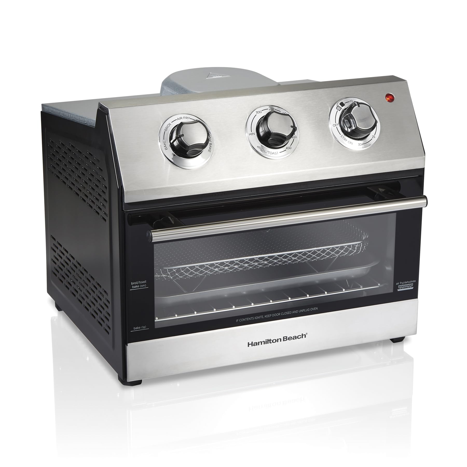 Horno digital con Freidor con Aire 31222 Hamilton Beach/1800 watts de potencia/ 5 funciones de uso/Temporizador/Capacidad de una pizza de 30 cm