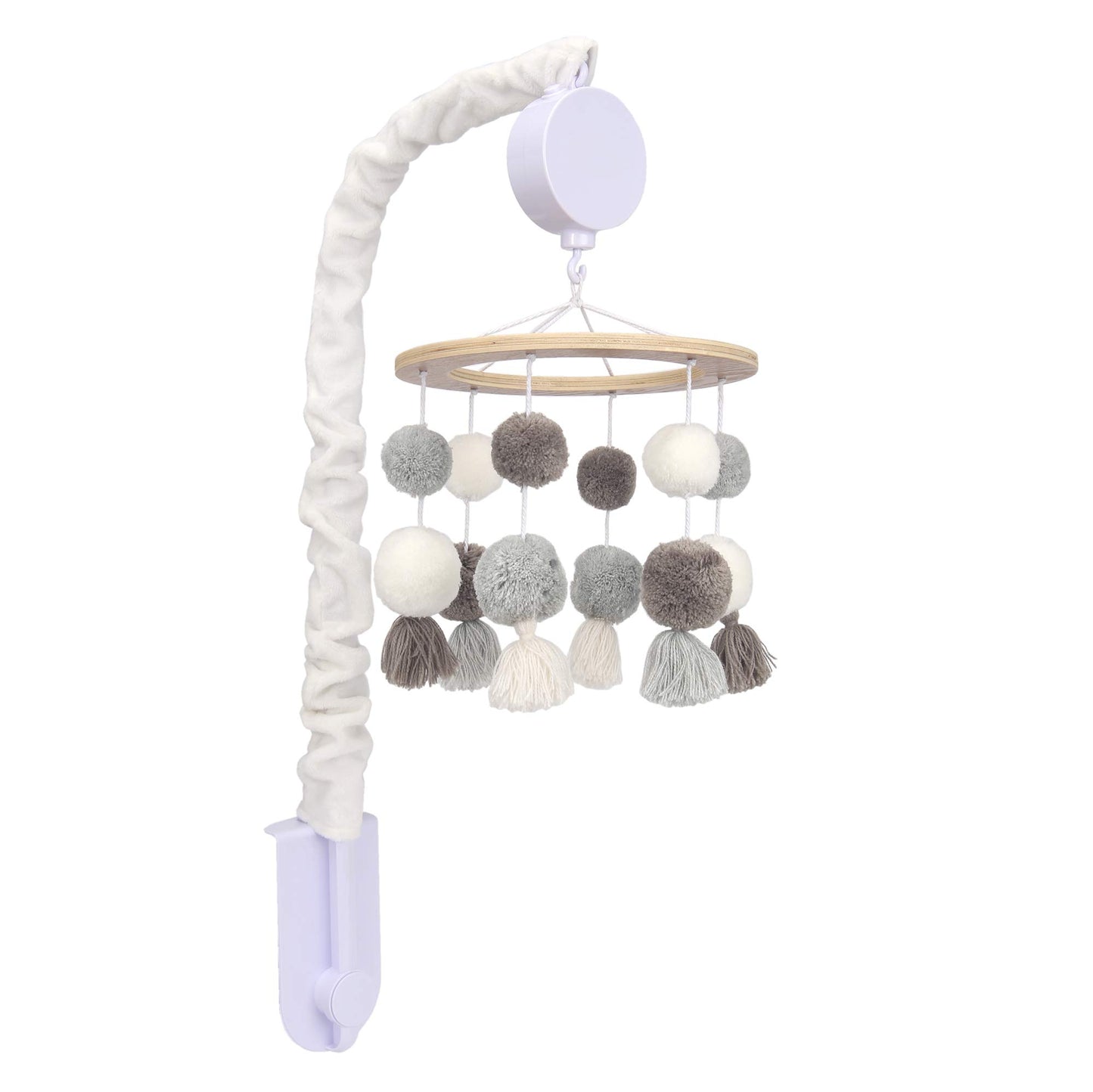 Lambs & Ivy Signature Pom Pom Musical Baby Cuna Móvil - Blanco/Gris