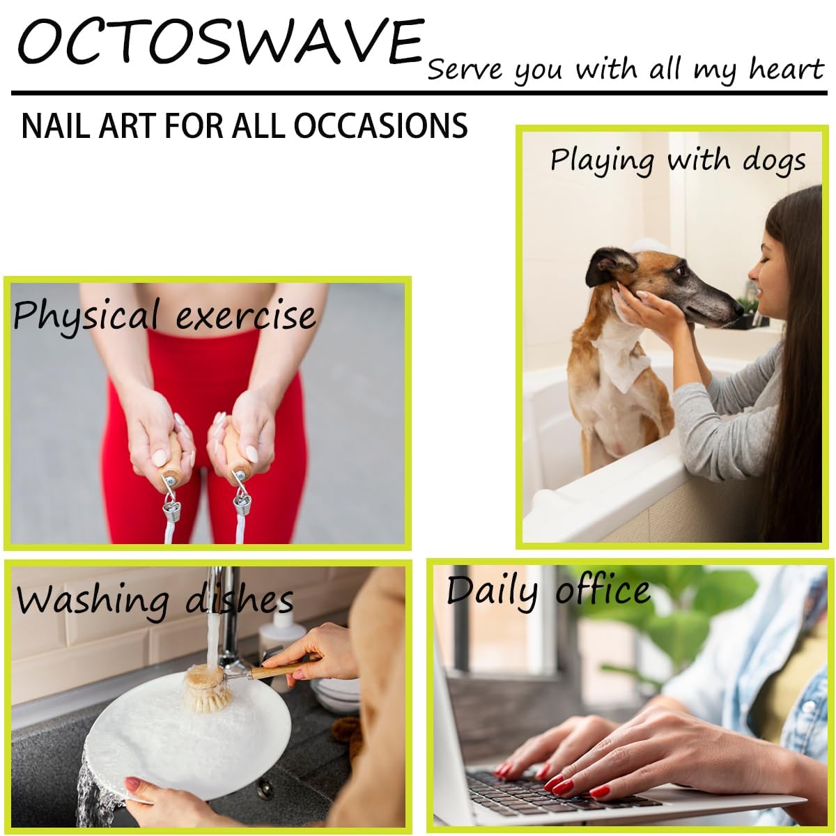 octoswave OCTOSWAVE Uñas postizas cuadradas francesas de larga duración con diseño floral 3D y dije dorado para mujer, 24 unidades