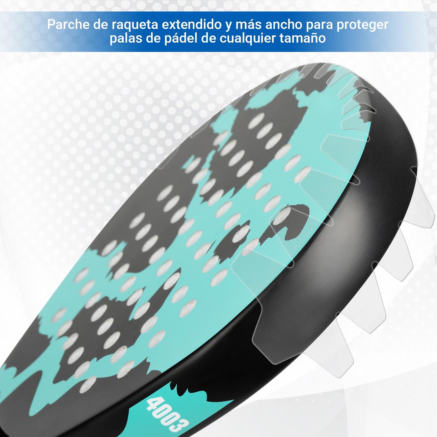 Protector de Pala Padel QMCZLA Transparente con Diseño de Aleta
