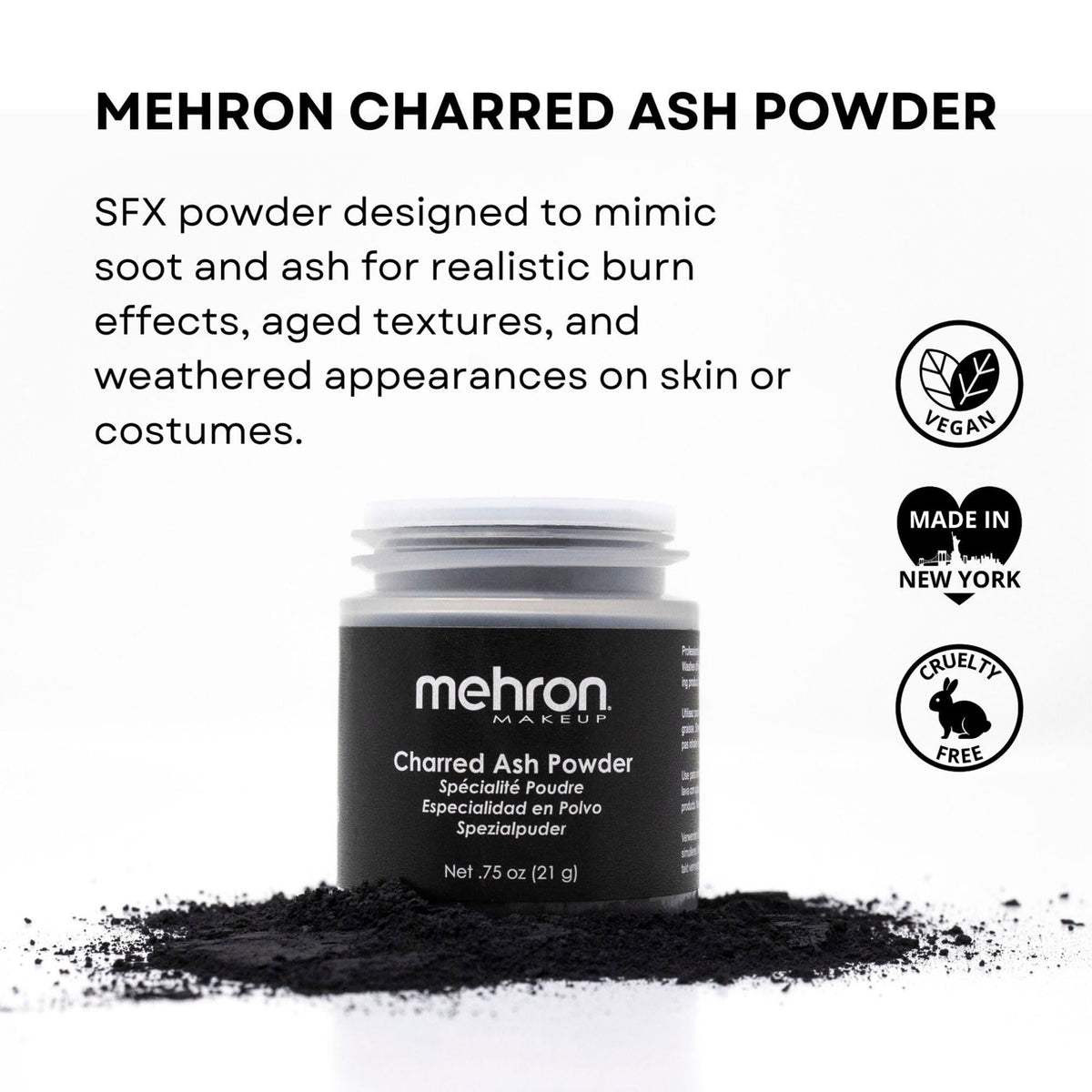 Mehron Special Makeup Effects Powder - Charred Ash (0.75 oz)