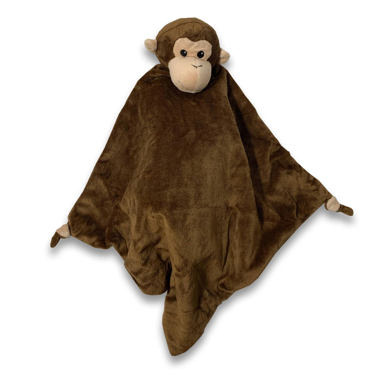 Pepe n Tito - Manta de seguridad para bebé, 45 cm de alto, suave forro polar, manta para bebé para niños y niñas, manta calmante con peluche de animal, Mono marrón