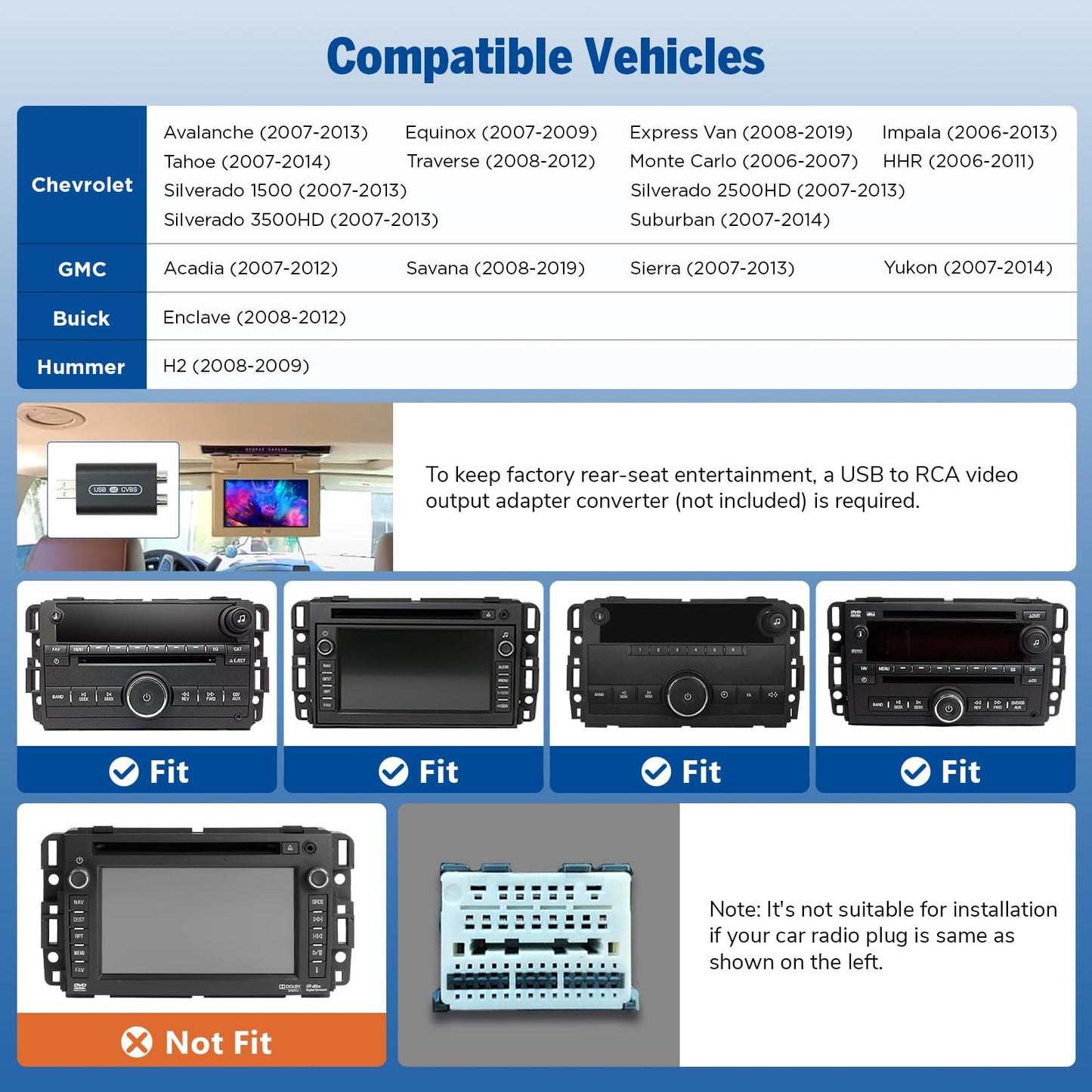 Eonon GMX6S2 - Estéreo de coche de 8 pulgadas para Chevy/GMC/Buick 2007-2013