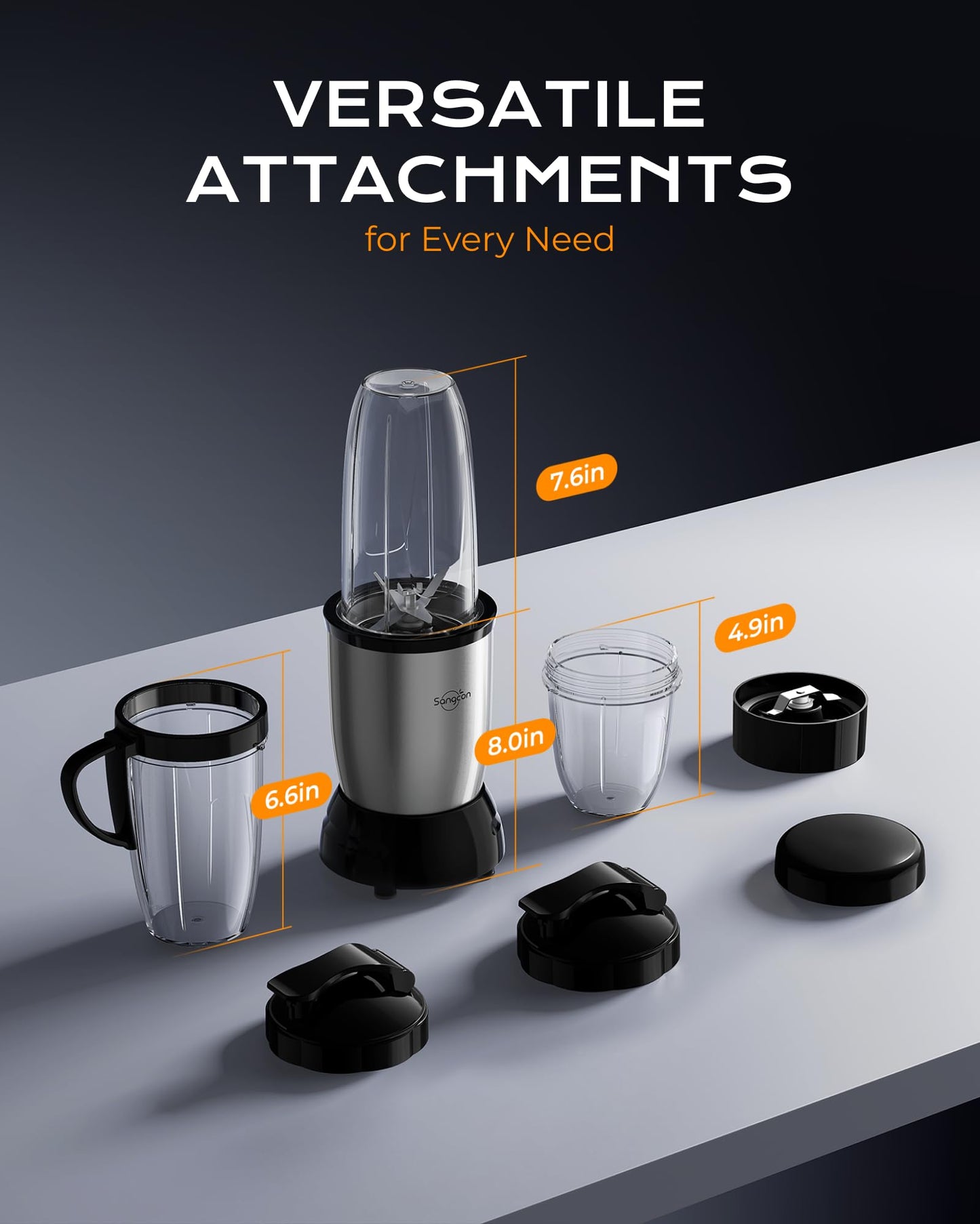Sangcon Licuadora de licuado de 1000 W para cocina, licuadora para batidos, con tazas sin BPA de 24 onzas, 29 onzas, batidoras personales portátiles mejoradas para batidos, frutas congeladas