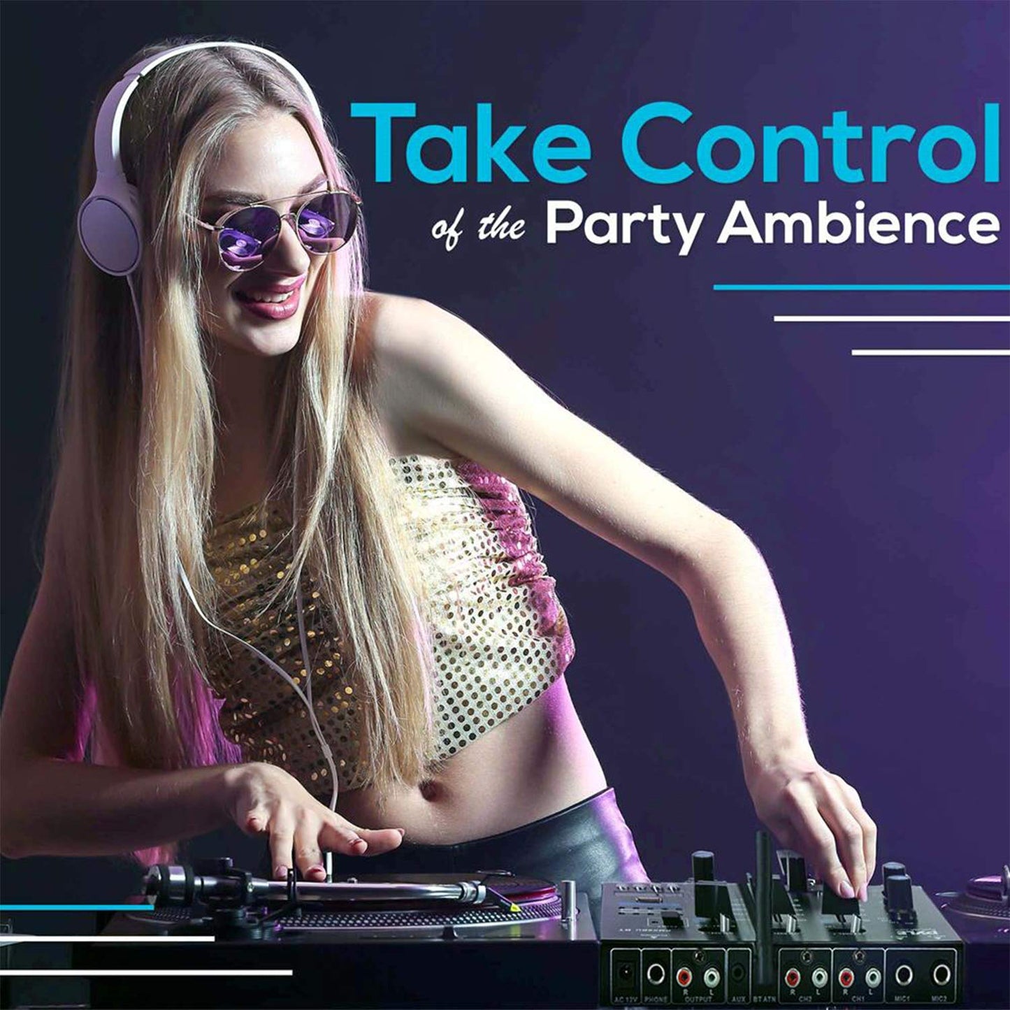 Mezclador de Sonido Pyle Blanco Inalámbrico para DJ con Bluetooth y USB
