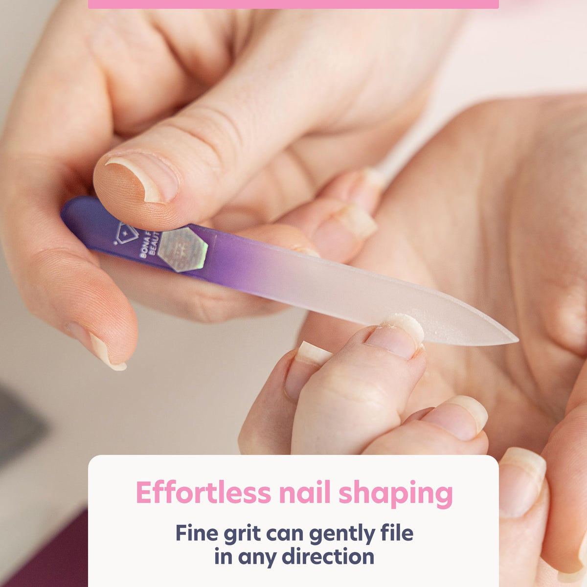 Bona Fide Beauty Crystal Nail Files - 3 Piece Violet Genuine Czech Glass Nail Files with Cases - Best Nail Files for Nail Care & Nail Art - Great Manicure & Pedicure Glass Fingernail Files