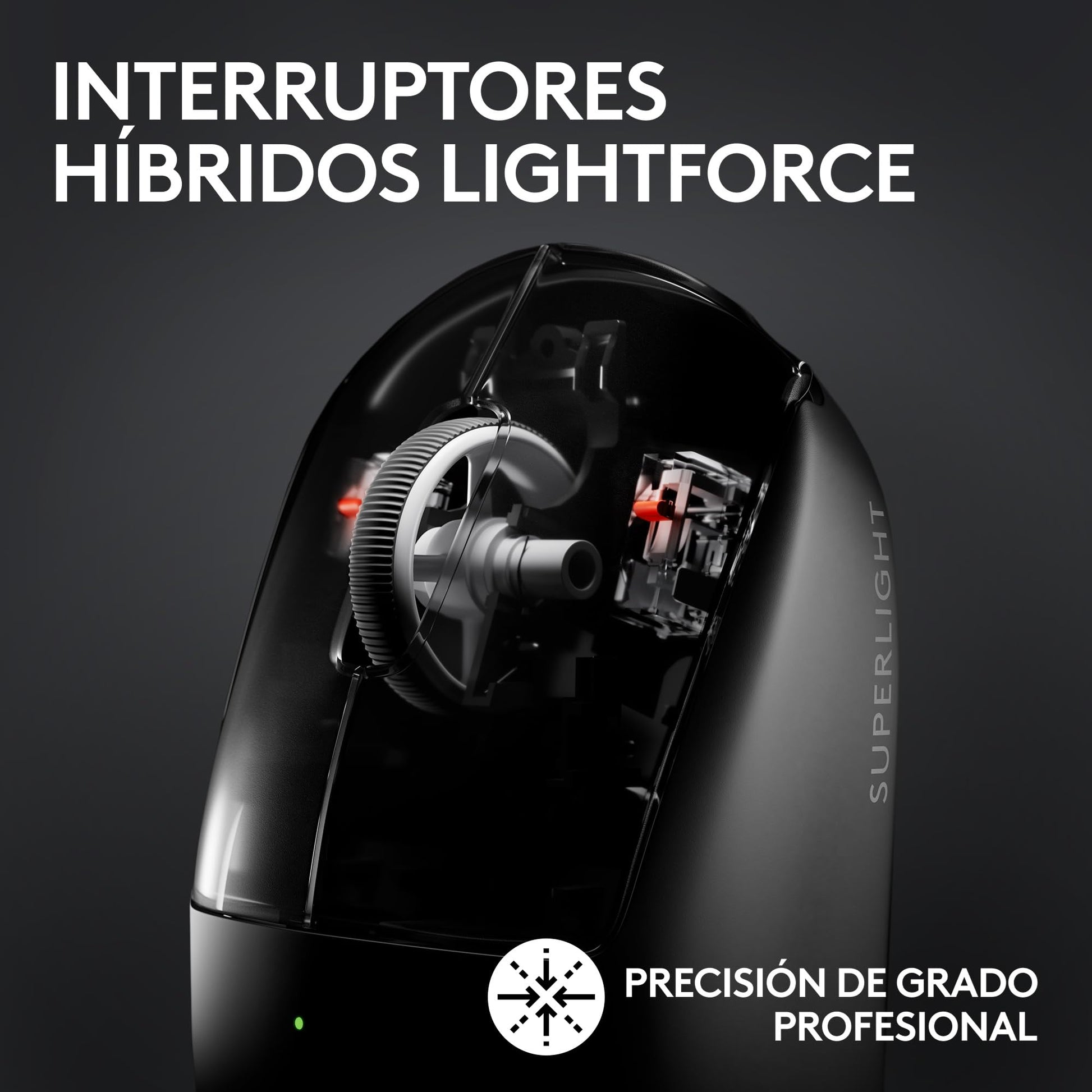 Logitech G Pro X Superlight 2 Lightspeed Mouse Inalámbrico de Juegos, Ligero, Interruptor Híbrido LIGHTFORCE, Sensor Hero 2, 32,000 dpi, 5 BOT. Programables, Carga USB-C, PC y Mac - Negro