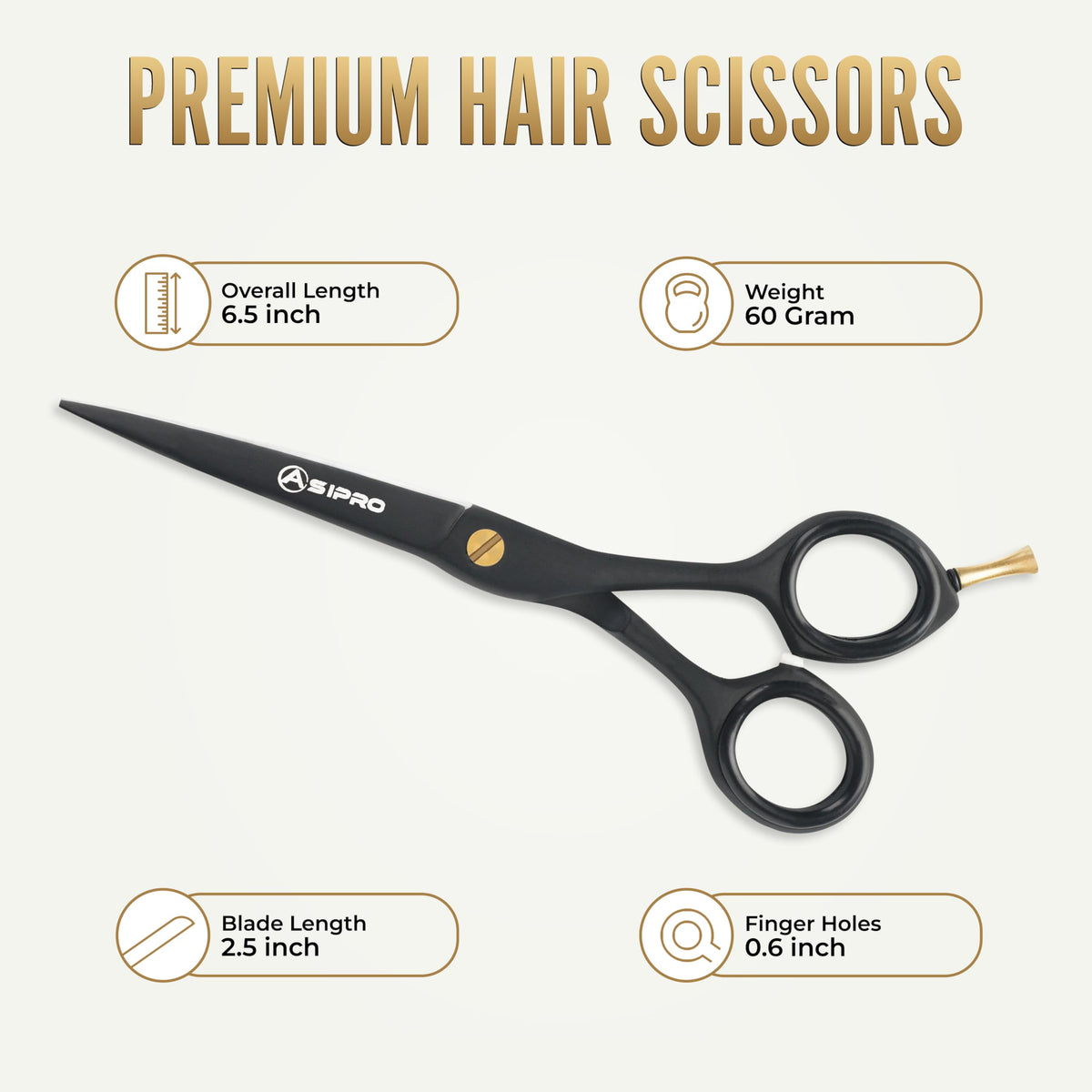 ASIPRO Tijeras profesionales de corte de pelo, 16,5 cm + bolsa y peine, tijeras profesionales Tijeras para Cortar Cabello tijeras de pelo para mujeres, hombres y niños, tijeras de corte de pelo de