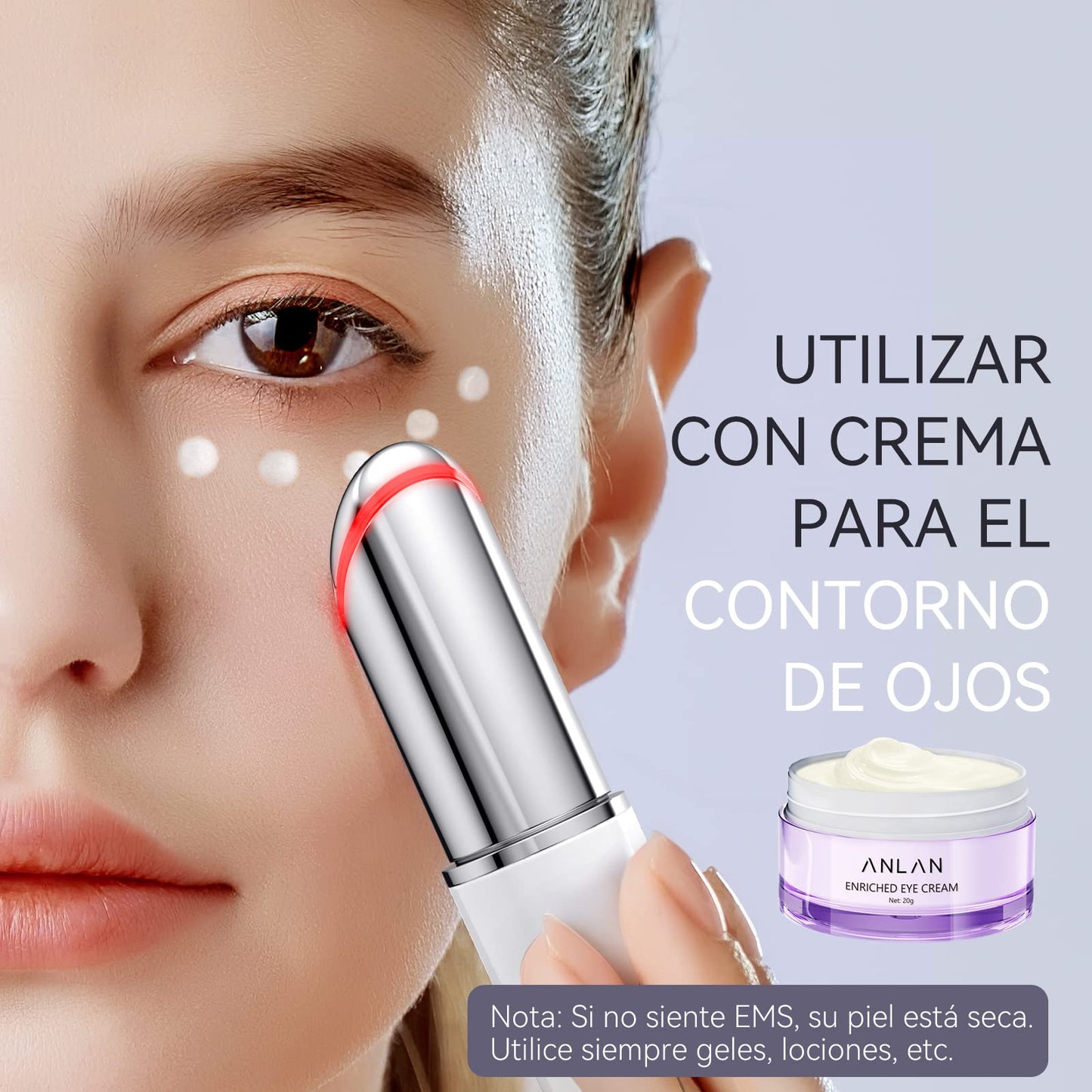 ANLAN Masajeador de Ojos, EMS Dispositivo de Ojos Antiarrugas y Antiedad, Luz Roja& Azu de LED Terapia, 40 ℃ Compresa Caliente,Mejora Ojeras, Bolsas, Hinchazón, Arrugas, Contorno de Ojos
