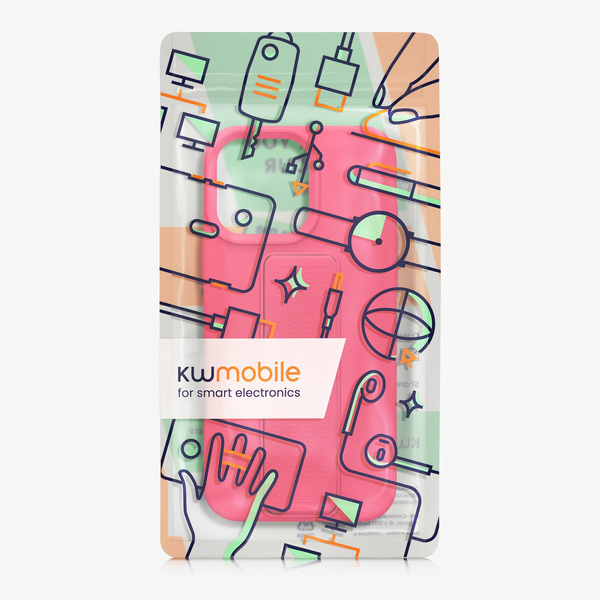 Carcasa kwmobile para Apple iPhone 16 Pro MAX Rosa neón con Soporte y Agarre para Dedo